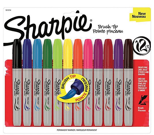 Sharpie Set of 12 Assorted Color Brush Tip Permanent Markers
