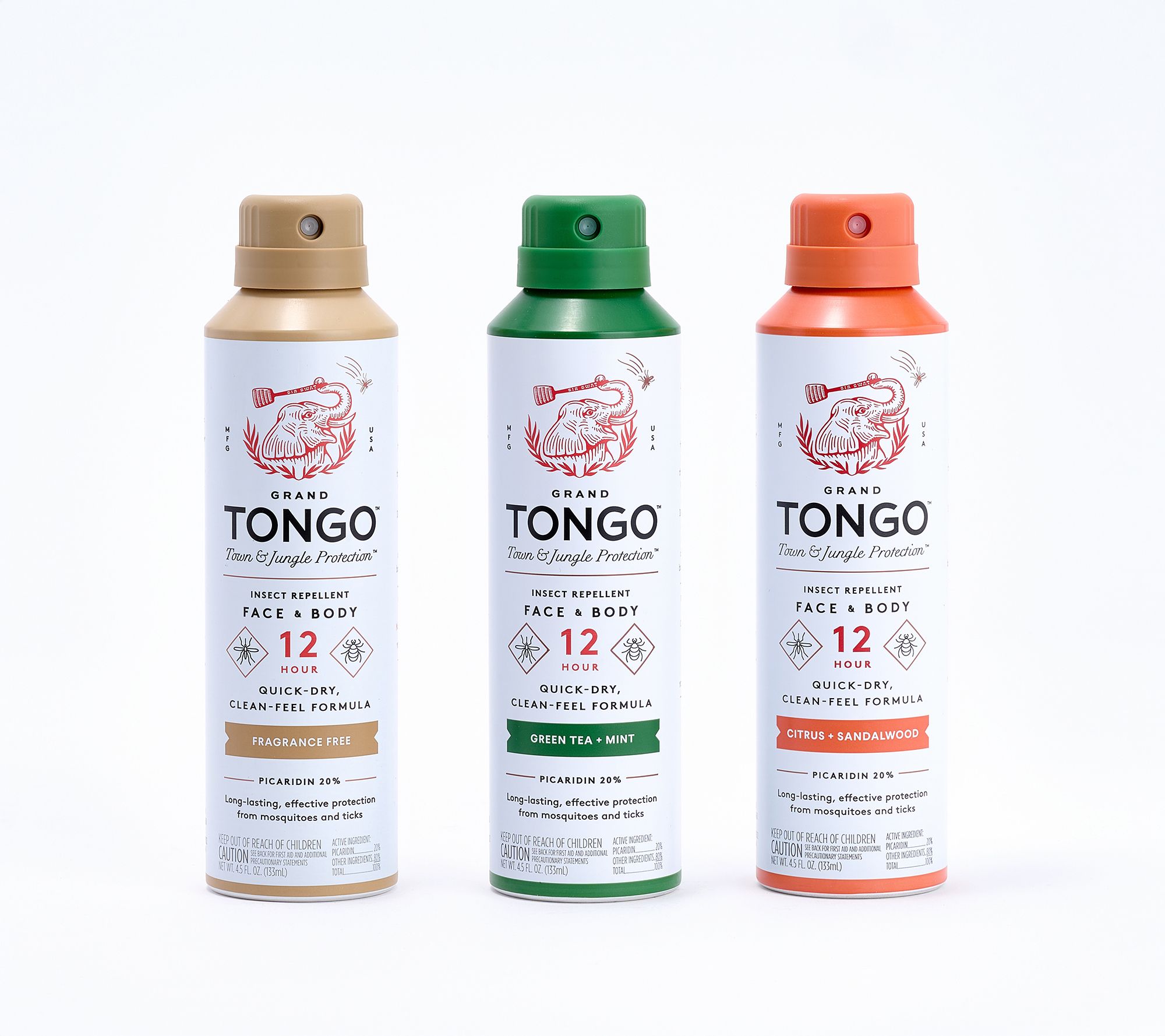 Grand Tongo 3-pack Insect Repellent Spray with Picaridin for Face & Body
