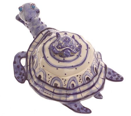 Diane Artware Handpainted Ceramic Turtle Bowl with Lid - QVC.com