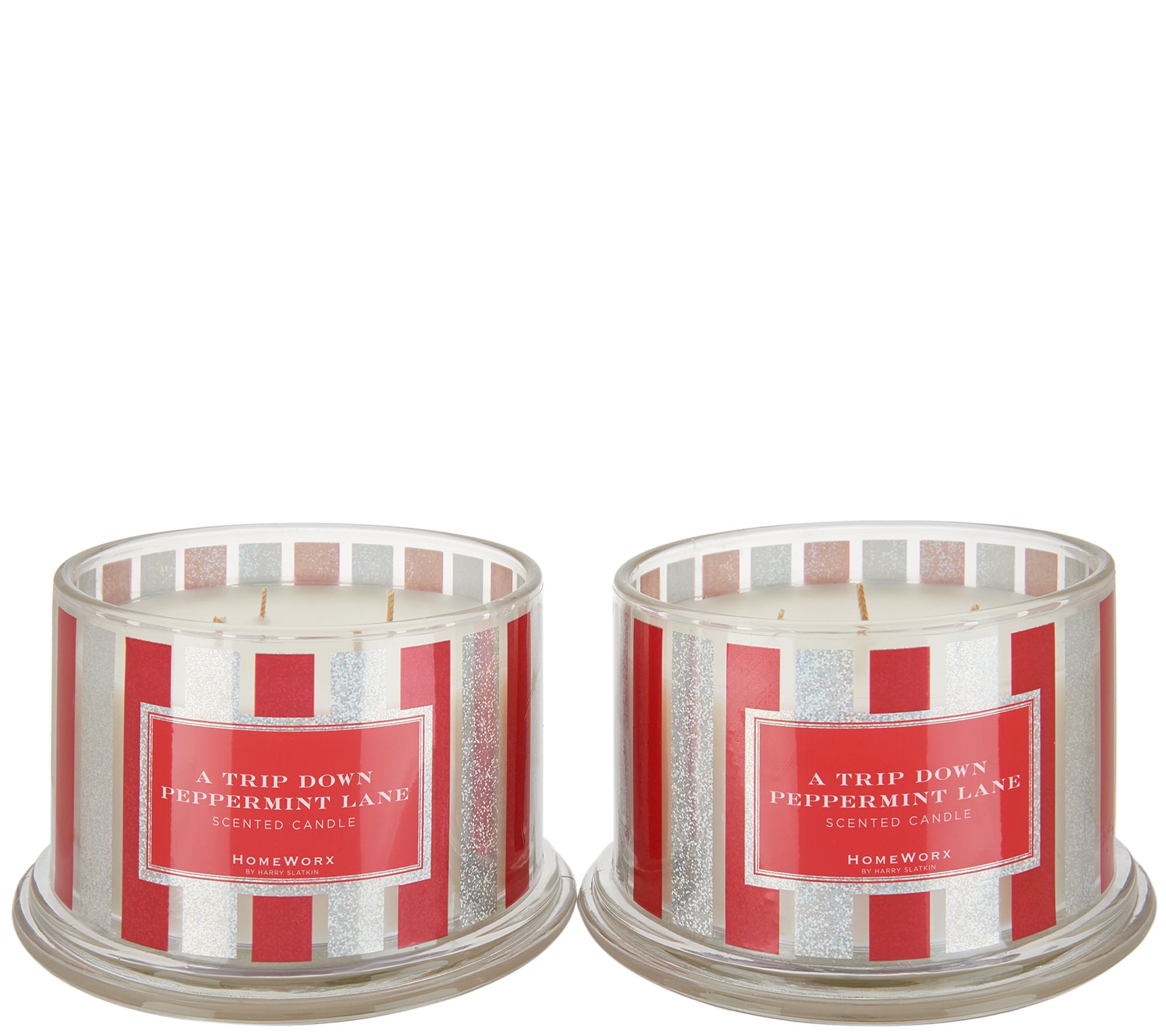 HomeWorx by Harry Slatkin Set of (2) 18oz Peppermint Lane 4Wick
