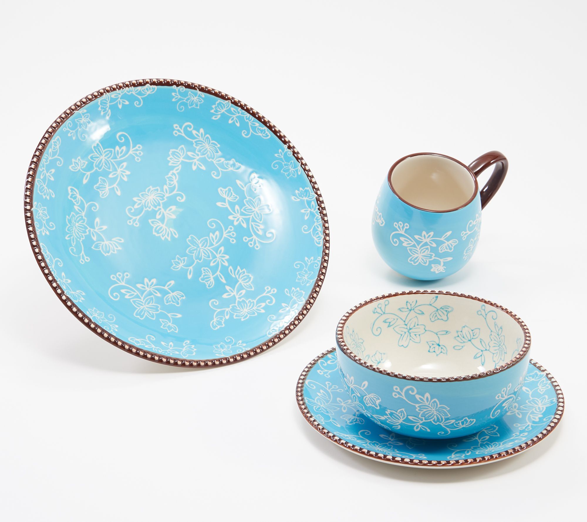 "As Is" Temptations Floral Lace 16Piece Dinnerware Set