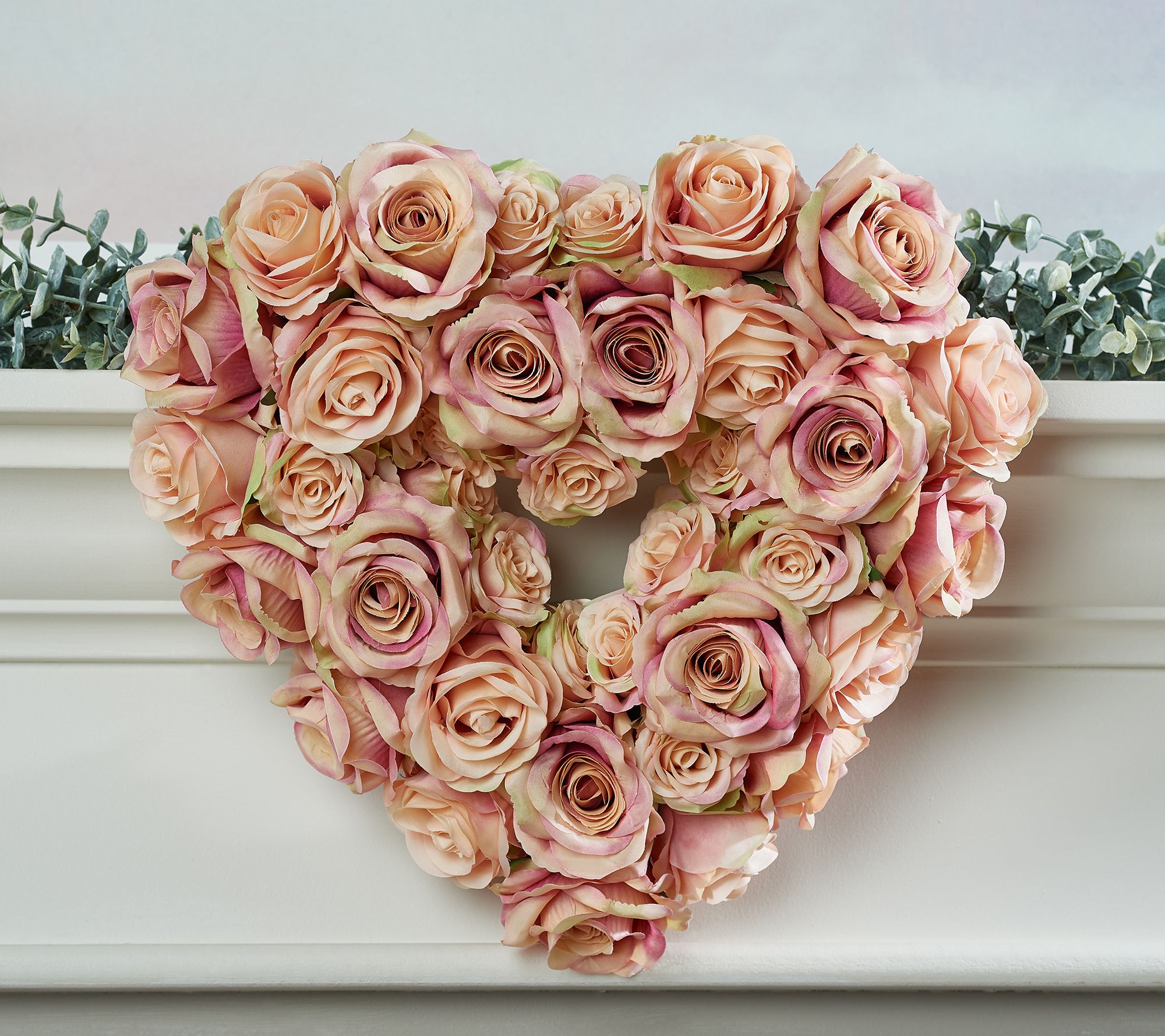 As Is 14 Vintage Rose Heart-Shaped Wreath by Valerie 