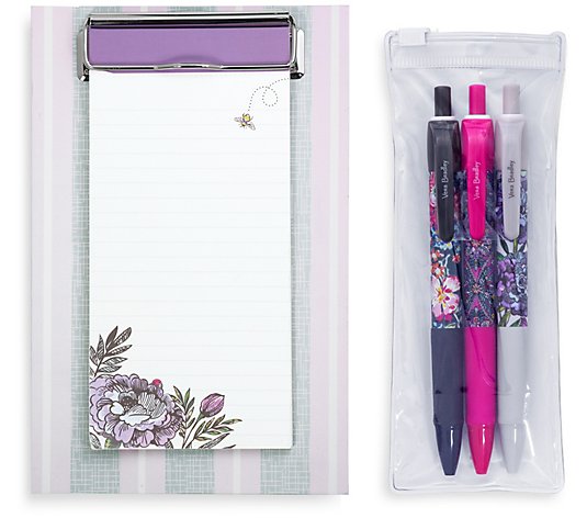 Vera Bradley Clip Notes and Ink Pen Set Lavender Meadow