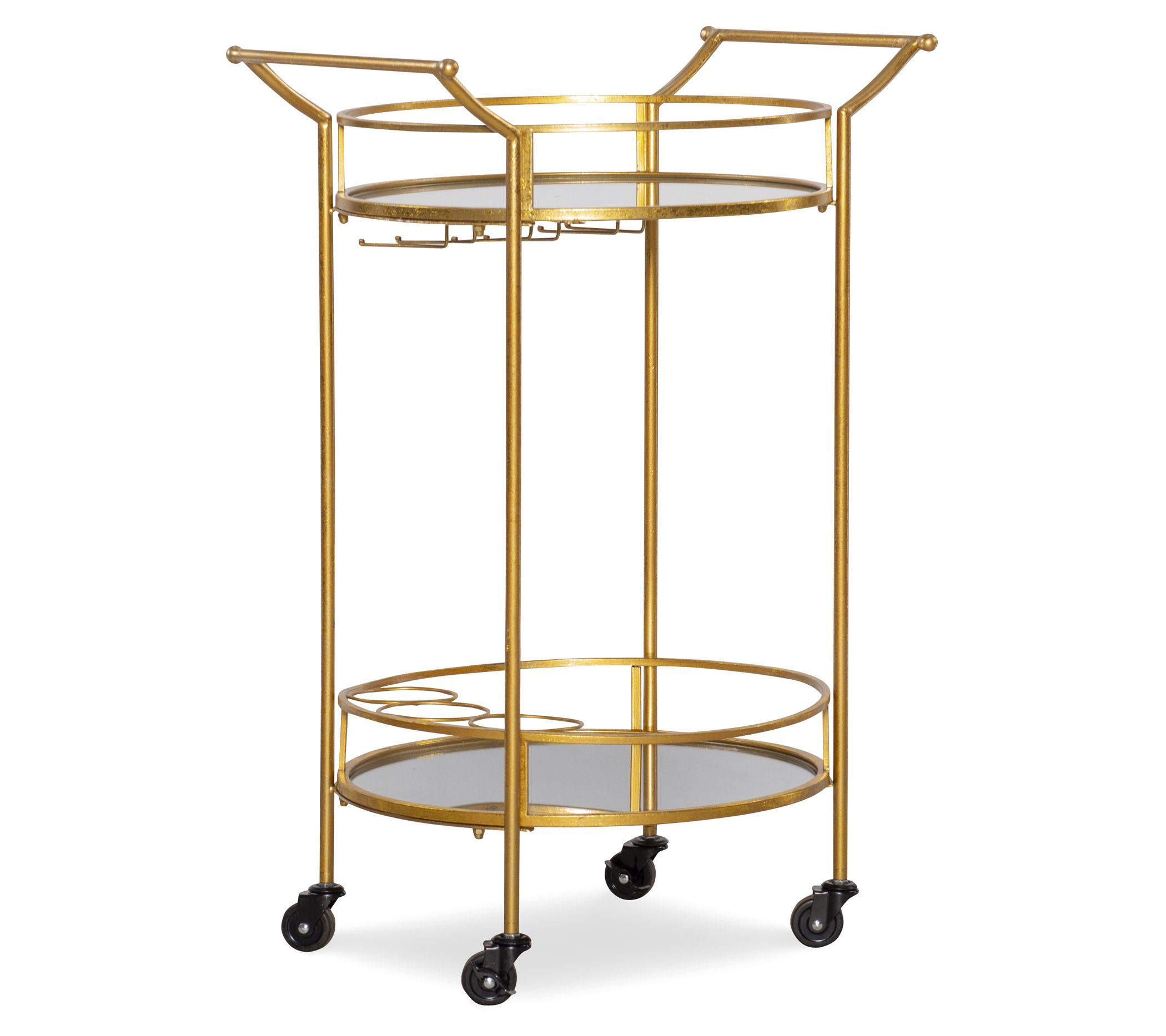 Luxe Rachel Zoe 3-Tier Brass Bar Cart with Glass Shelves - QVC.com