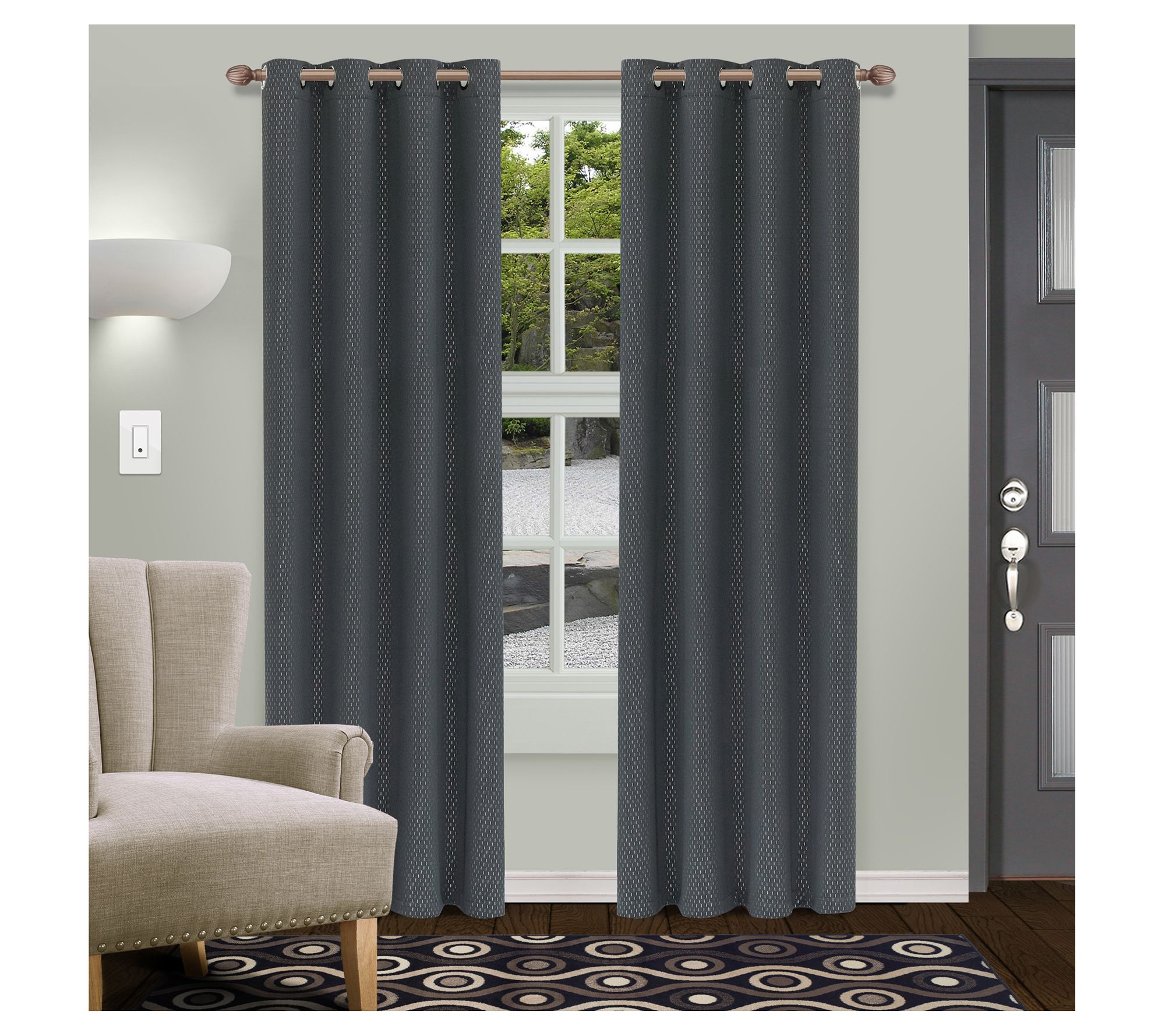Superior Shimmer Insulated Blackout Grommet Curtains, 52 x 63