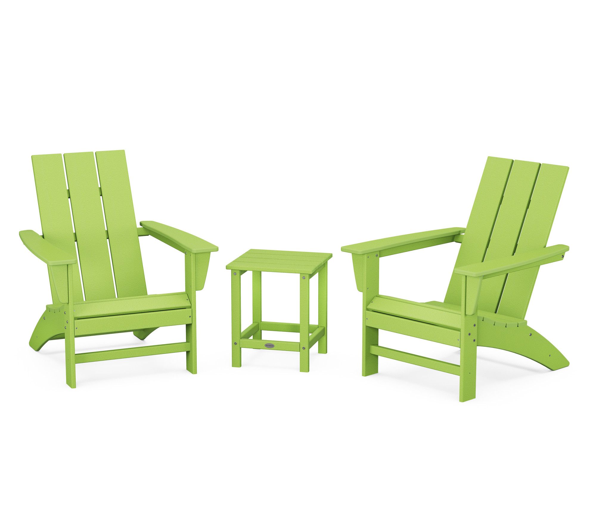 Polywood 3-Piec e Adirondack Se t w/ Long Islan d 18" Side Tabl