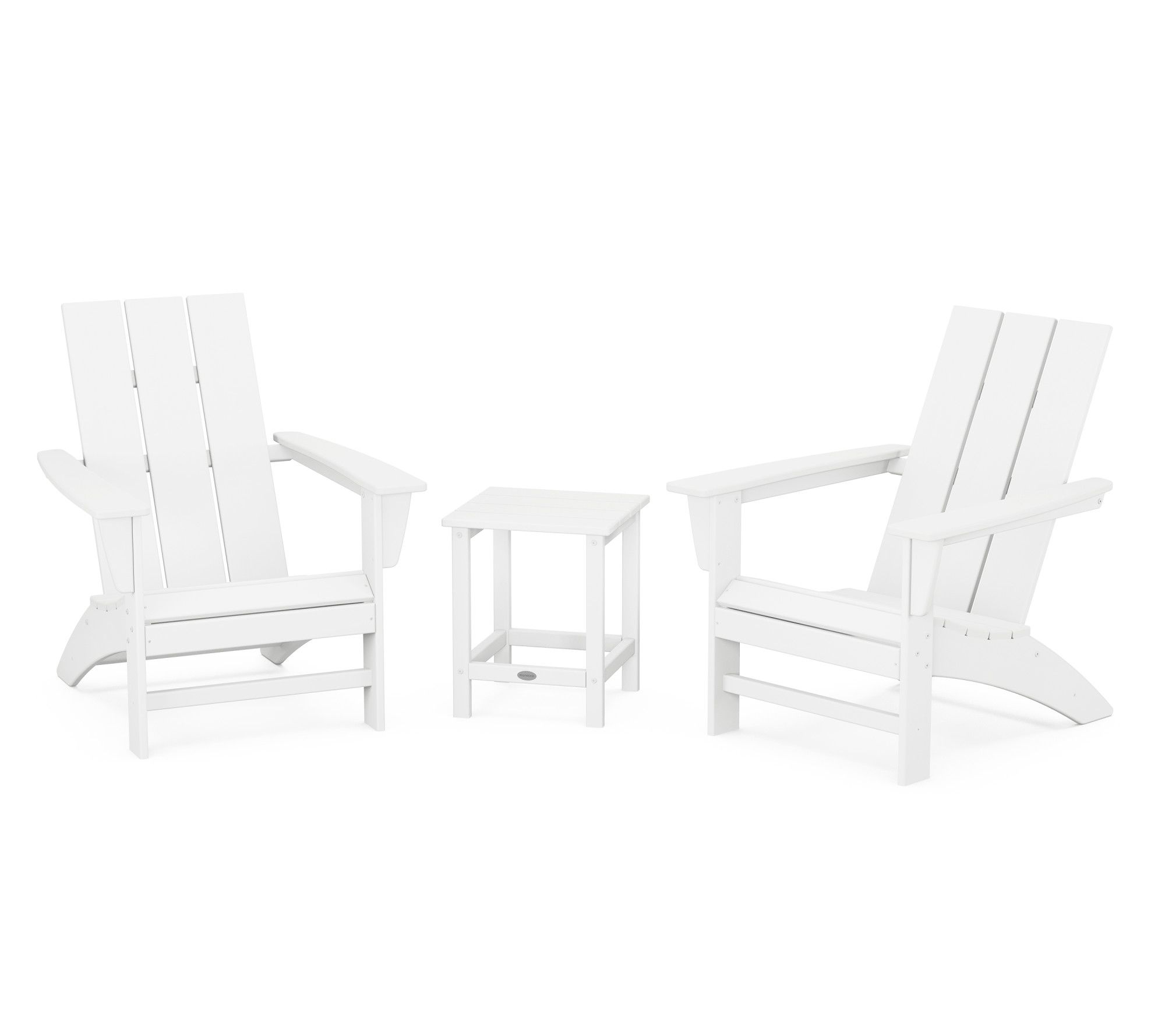 Polywood 3-Piec e Adirondack Se t w/ Long Islan d 18" Side Tabl