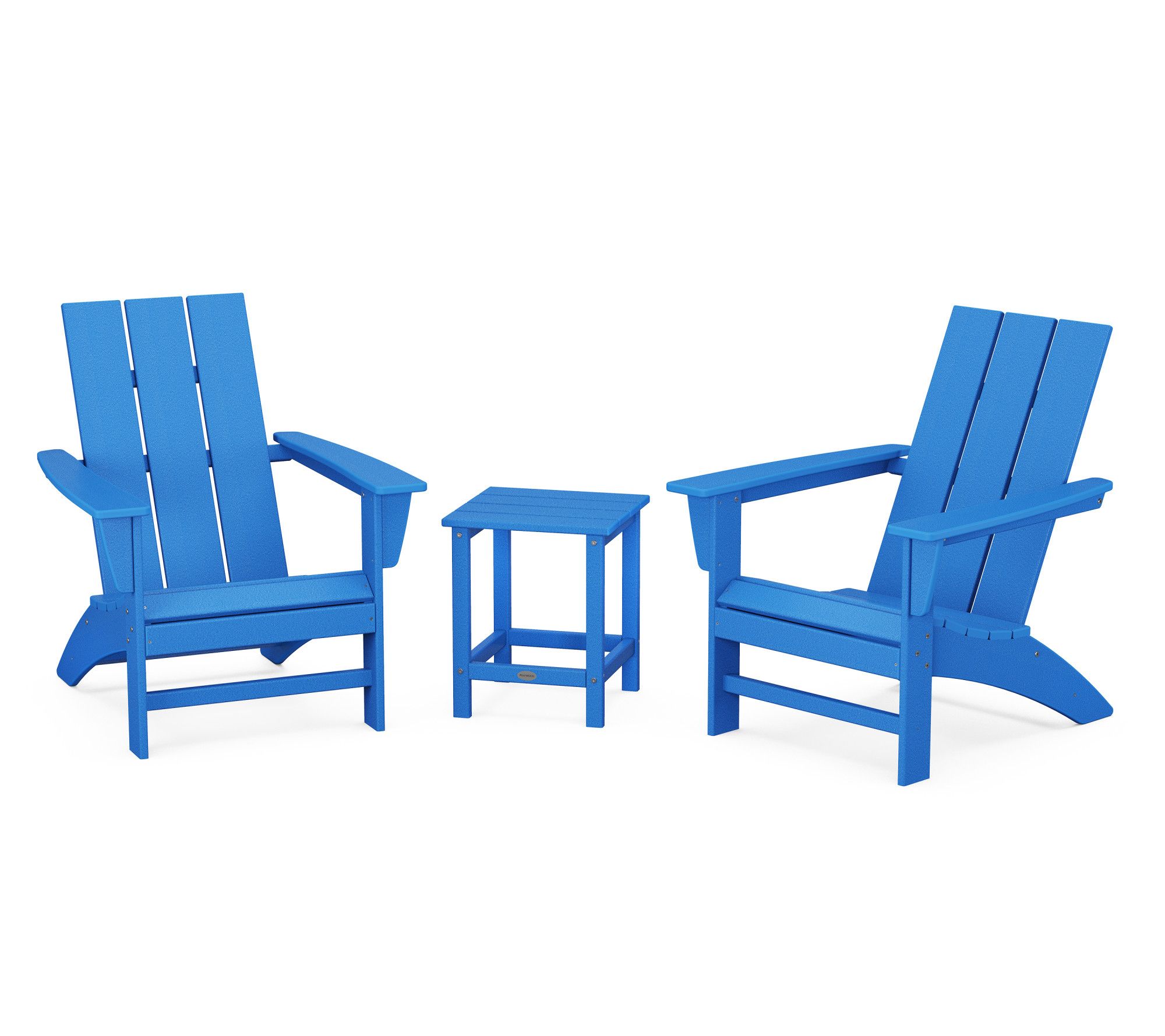 Polywood 3-Piec e Adirondack Se t w/ Long Islan d 18" Side Tabl