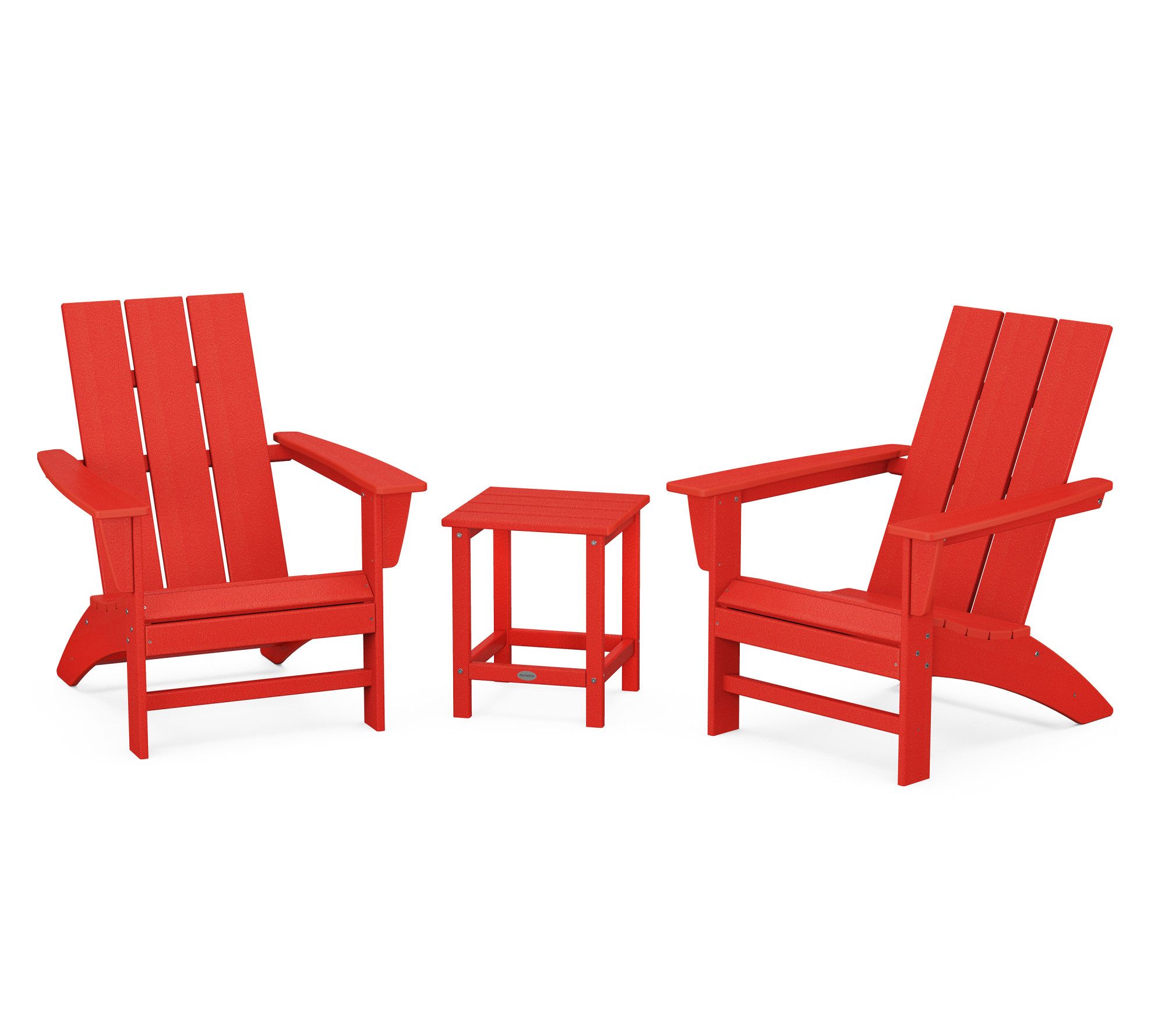 Polywood 3-Piec e Adirondack Se t w/ Long Islan d 18" Side Tabl