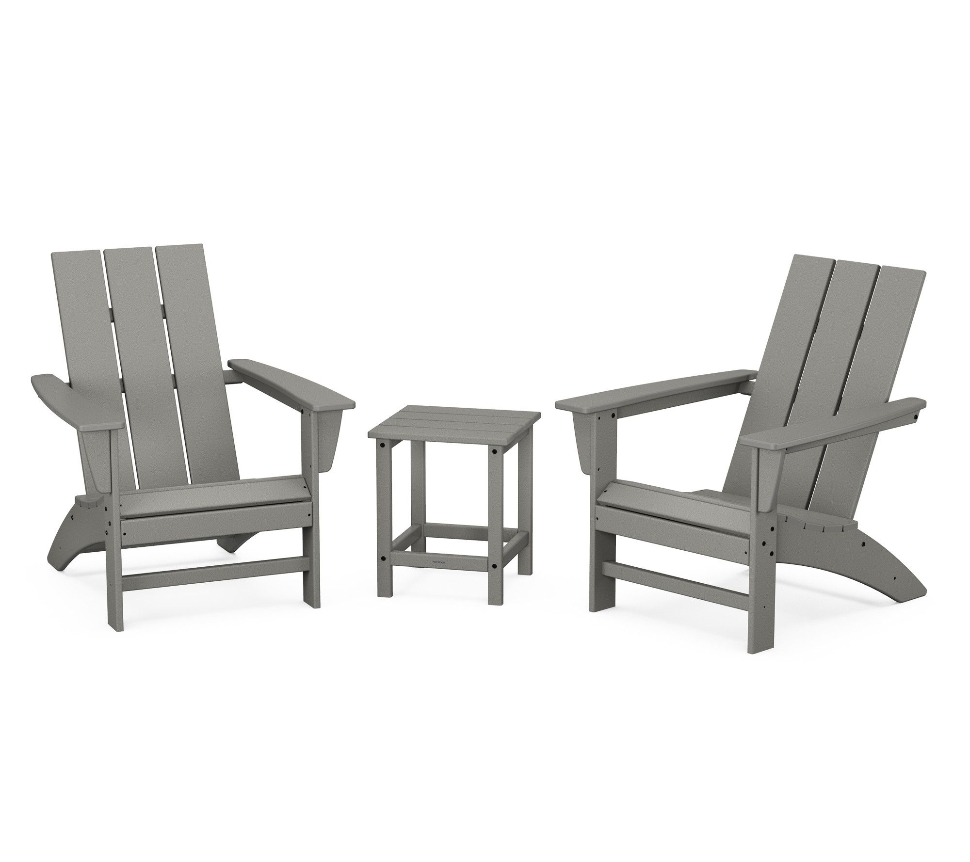 Polywood 3-Piec e Adirondack Se t w/ Long Islan d 18" Side Tabl