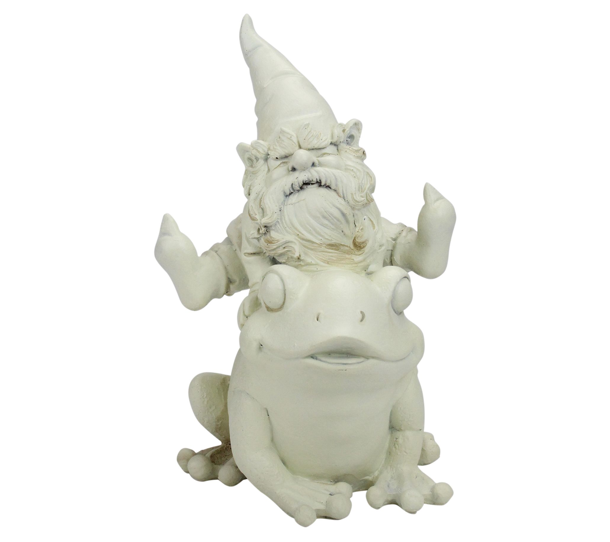 Northlight 9.75" Ivory Gnome Leaping Over a Frog Garden Statue