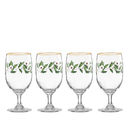 LENOX WINTER CHRISTMAS HOLIDAY STEMLESS WINE GLASSES SET OF 4