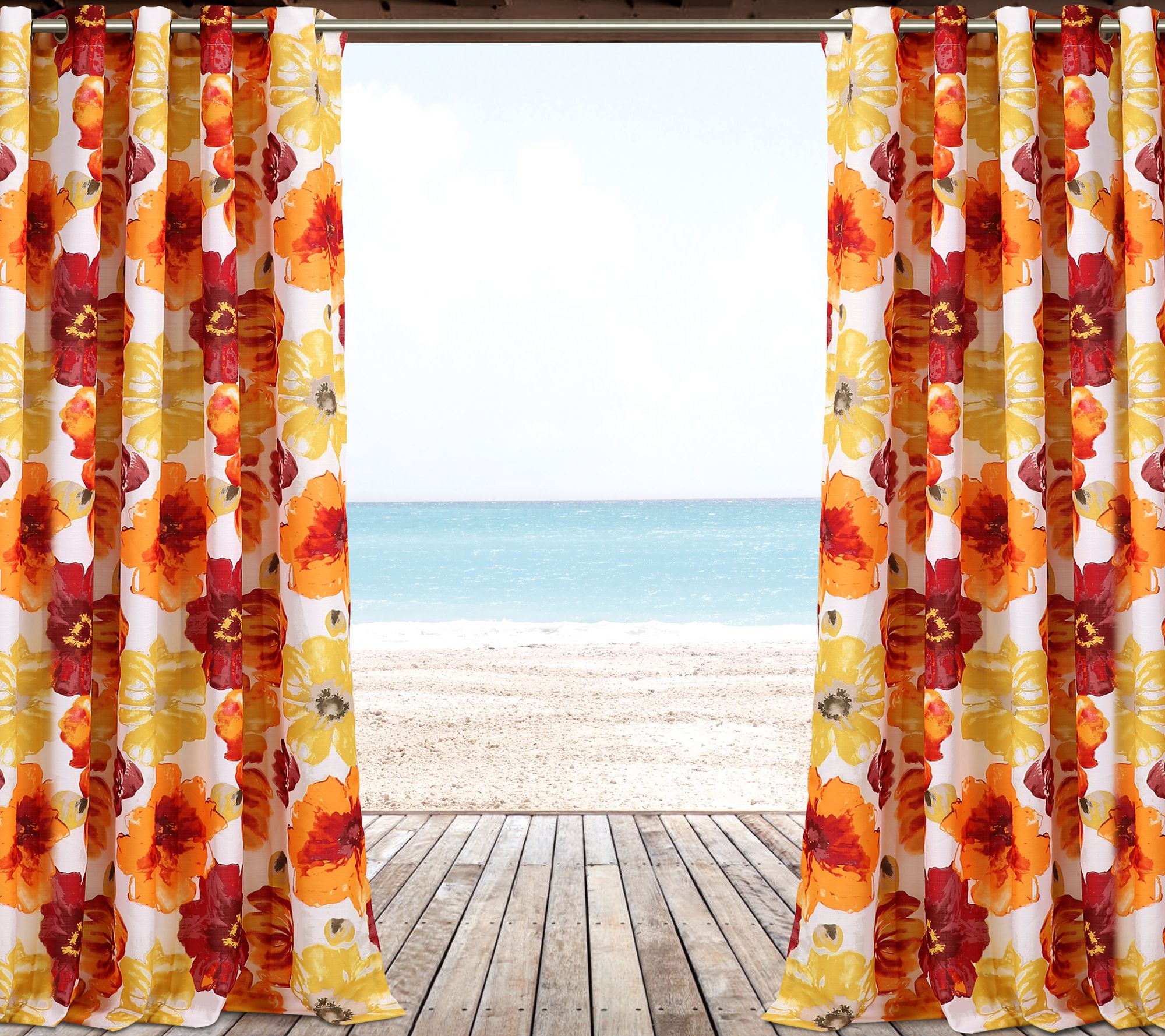 Leah Set Of 2 Outdoor Window Curtains By Lush Decor Qvc Com
