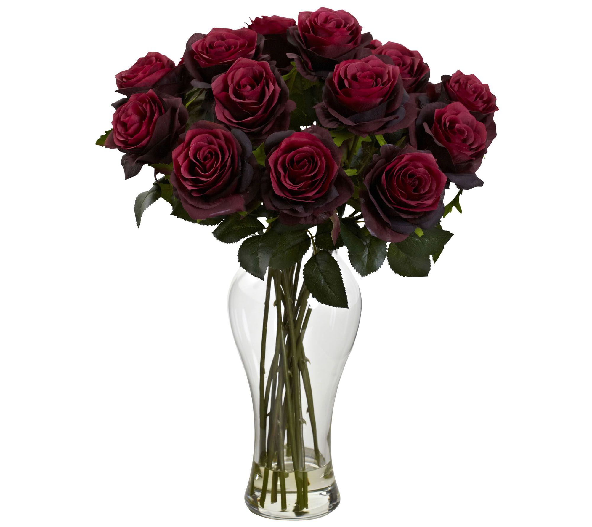 Blooming Roses with Vase by Nearly Natural