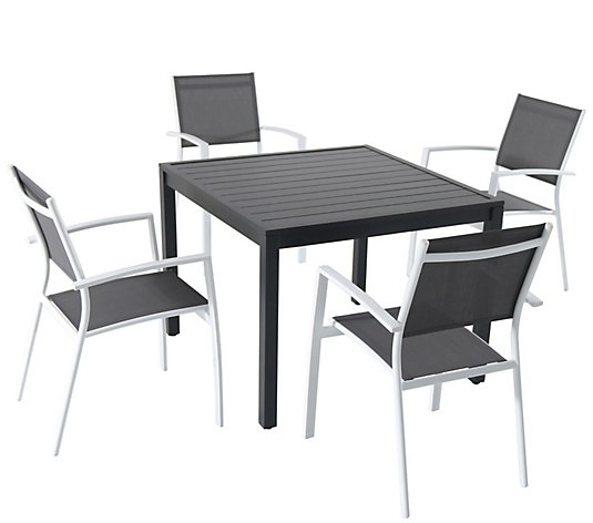 Hanover Naples 5-Pc Set with Four Arm Chairs and Square Table
