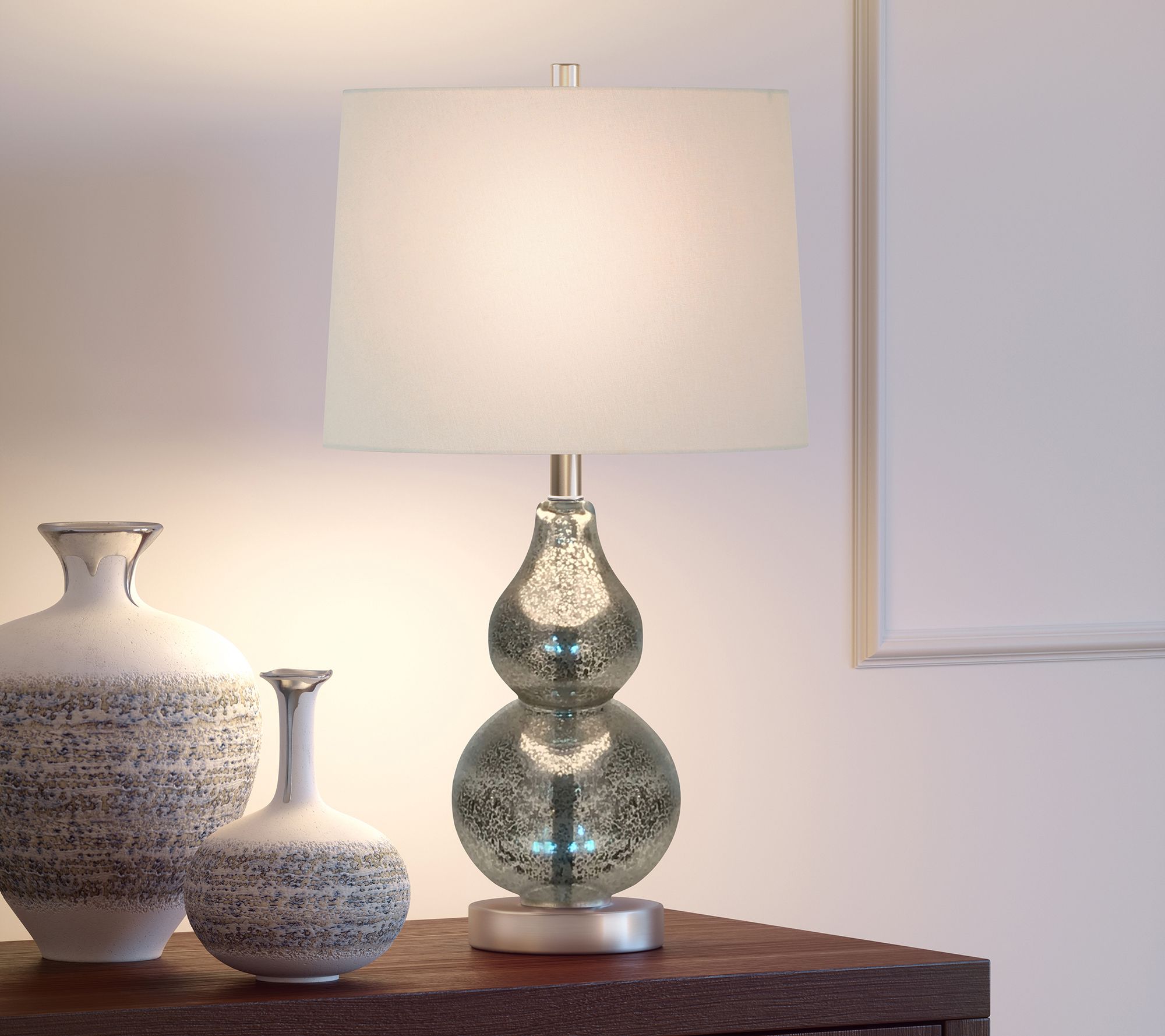 Hudson & Canal Katrina Petite Double Gourd Glass Table Lamp - QVC.com