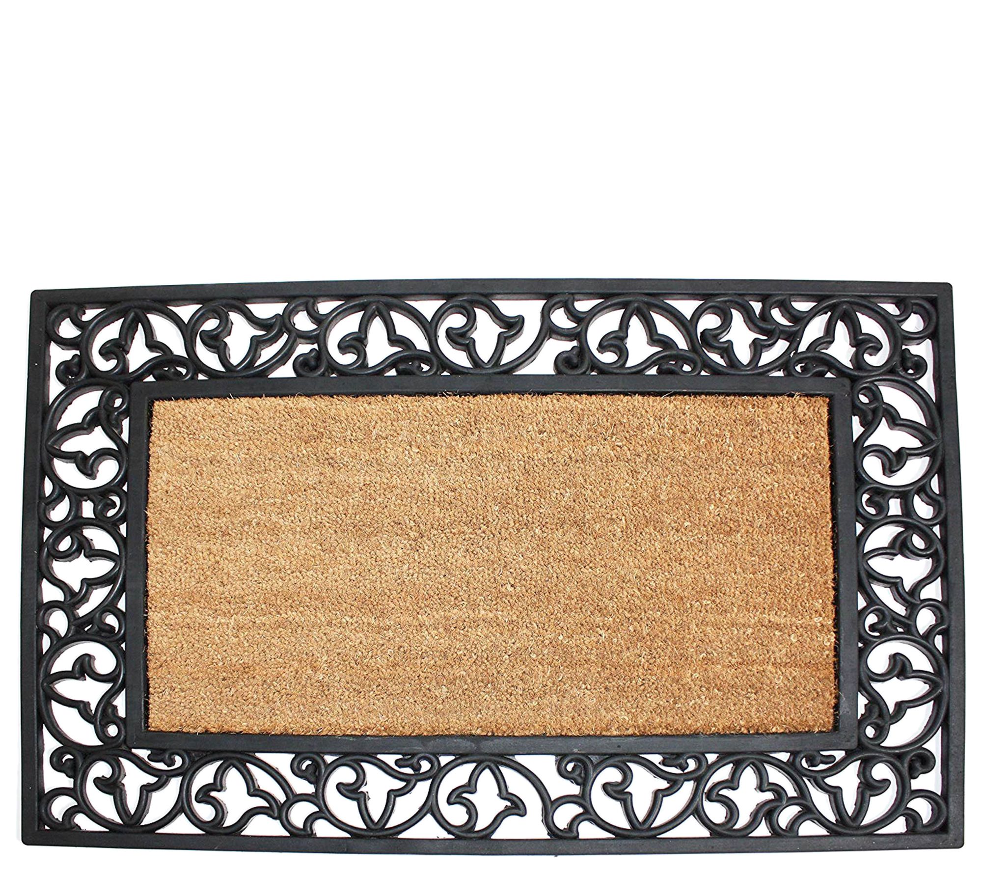 Coir And Rubber Scroll Border Doormat Qvc Com