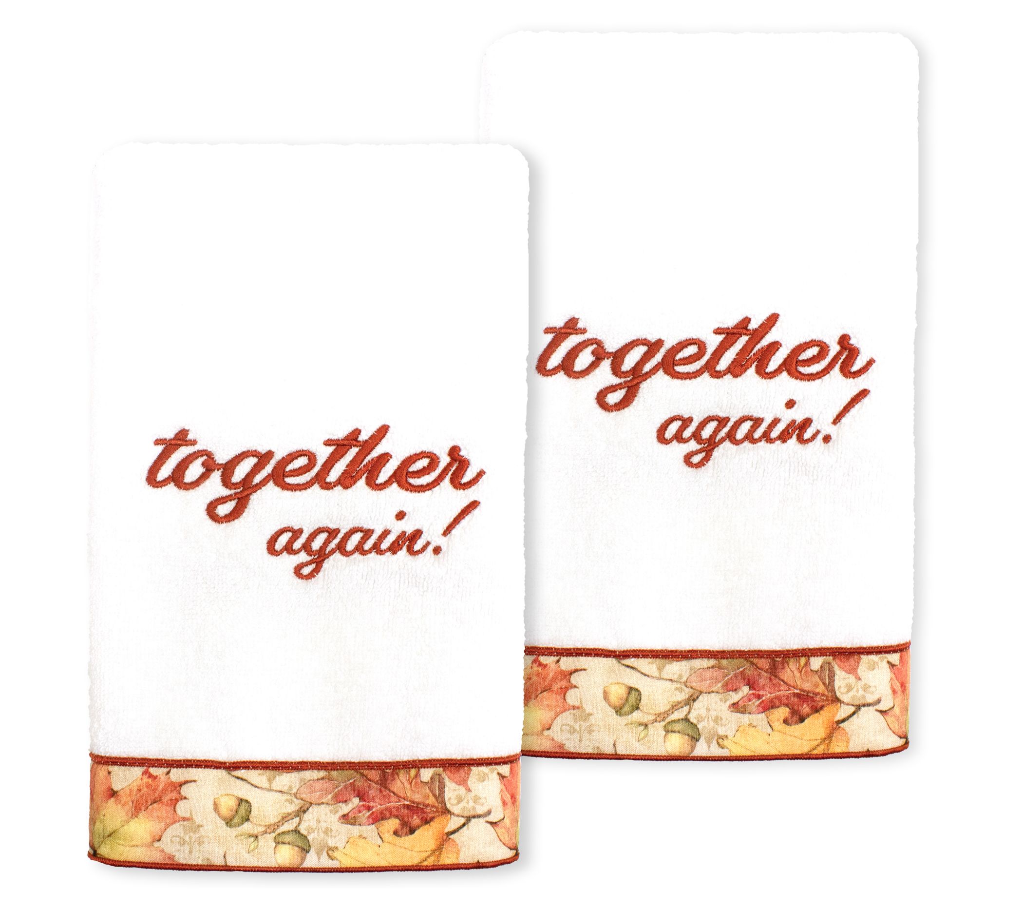 Linum Home Textiles Thanksgiving Together Again - Embroidered
