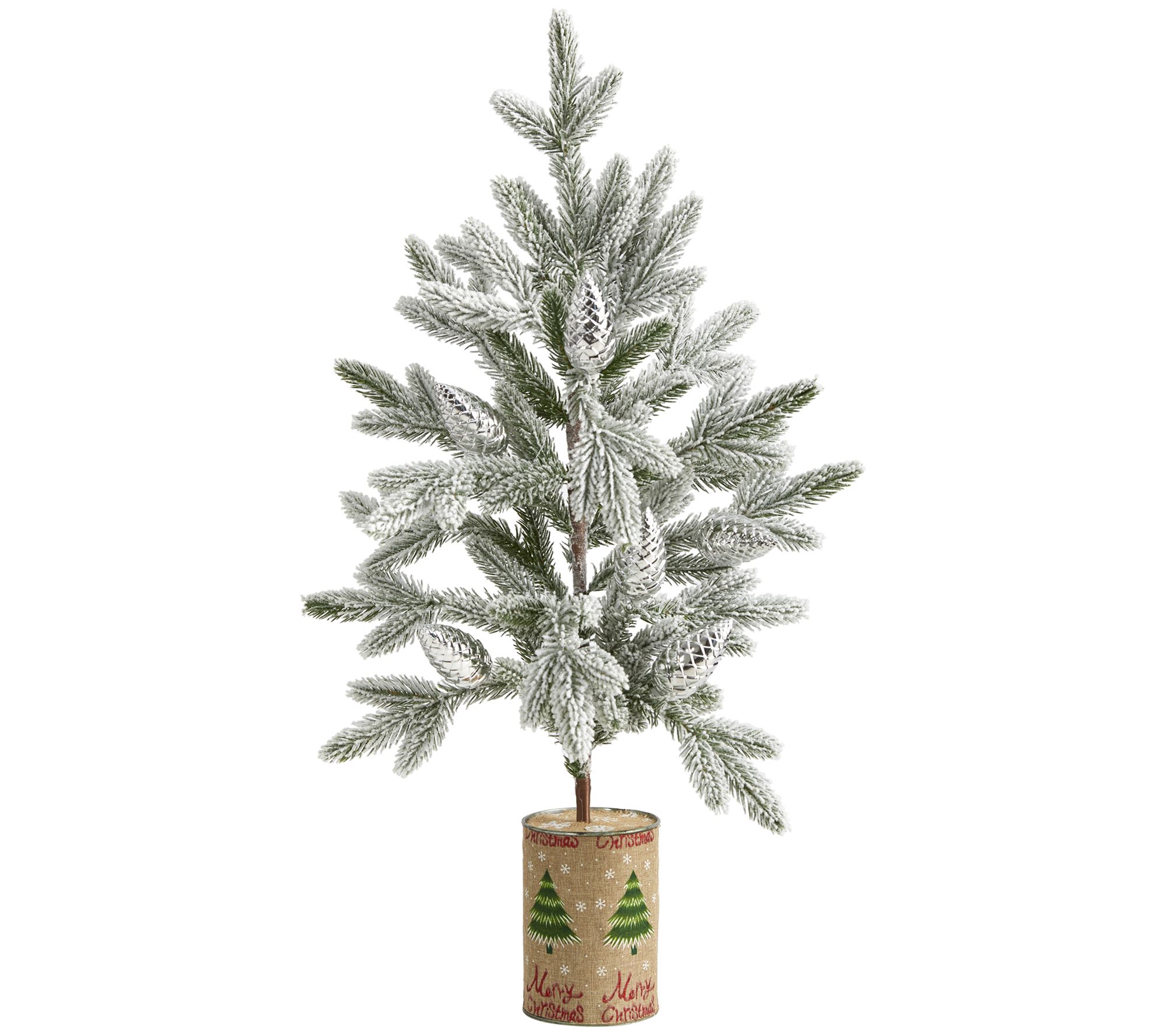 28" Flocked Christmas Tree in Planter by NearlyNatural