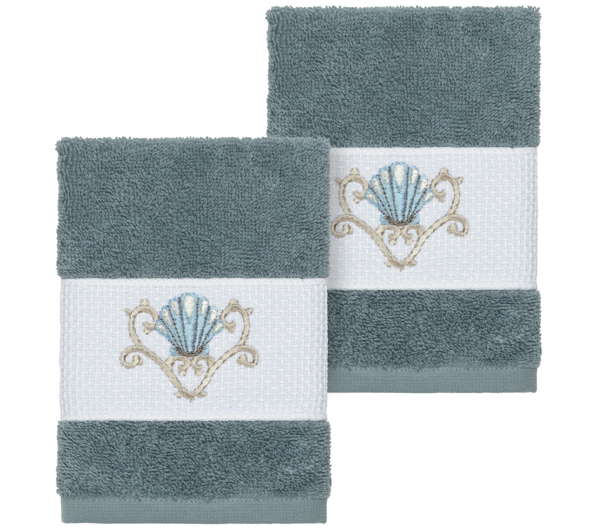 Linum Home Textiles Bella 2PC Embellished Washcloth Set