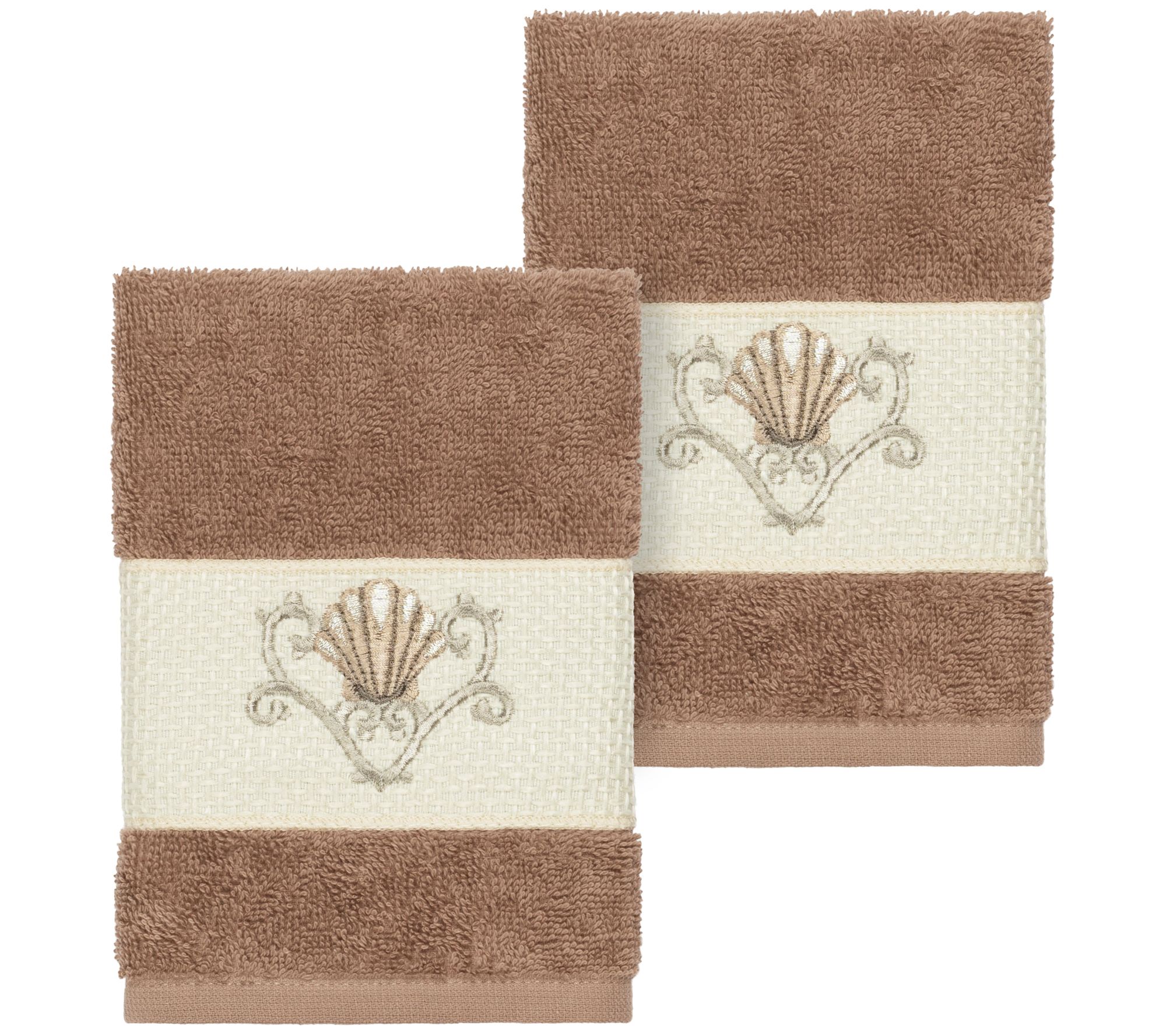 Linum Home Textiles Bella 2PC Embellished Washcloth Set