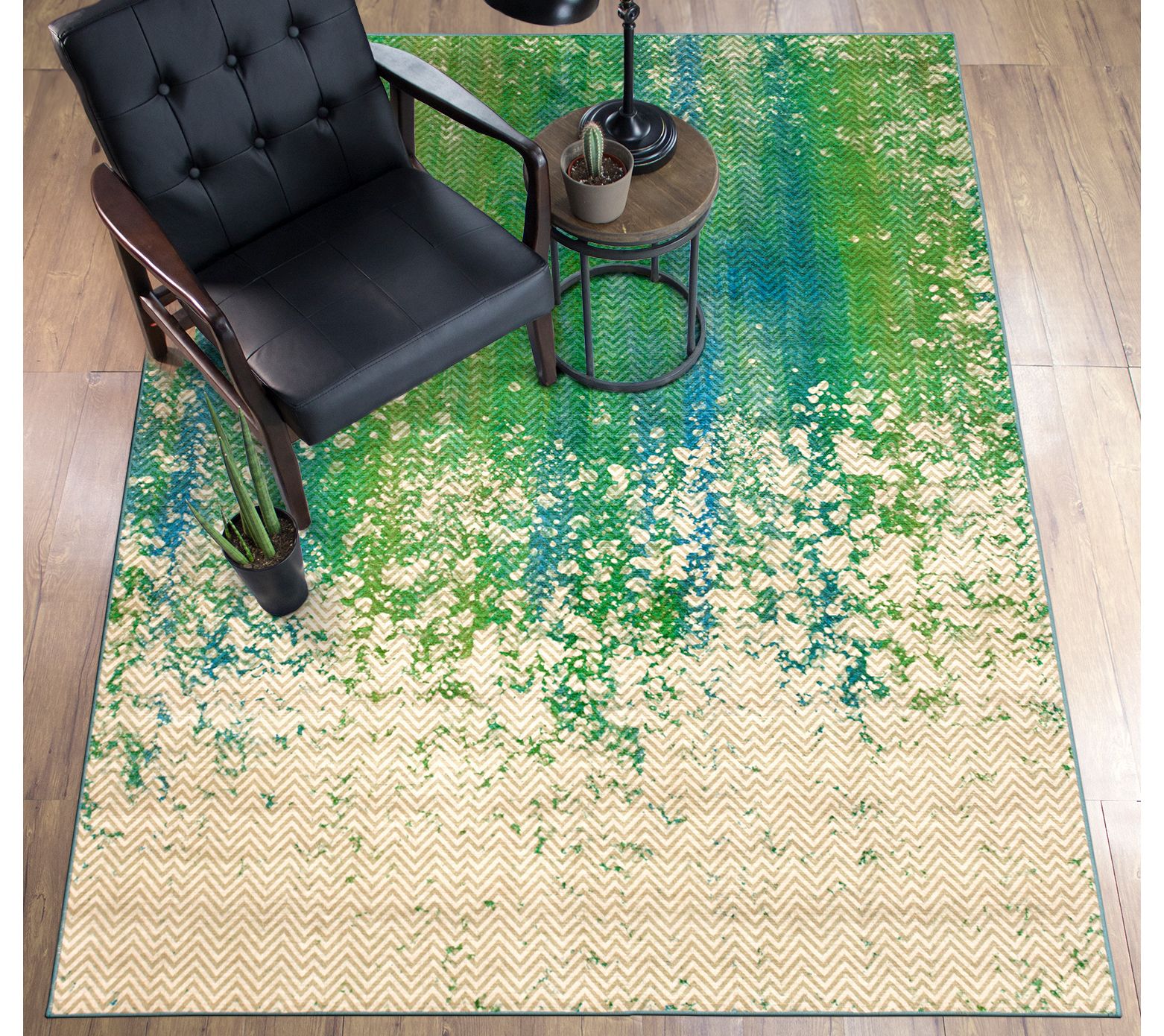 My Magic Carpet Washable Rug Hazel Chevron Teal5X7