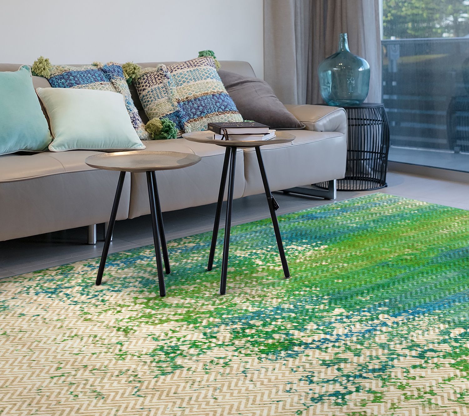 My Magic Carpet Washable Rug Hazel Chevron Teal5X7