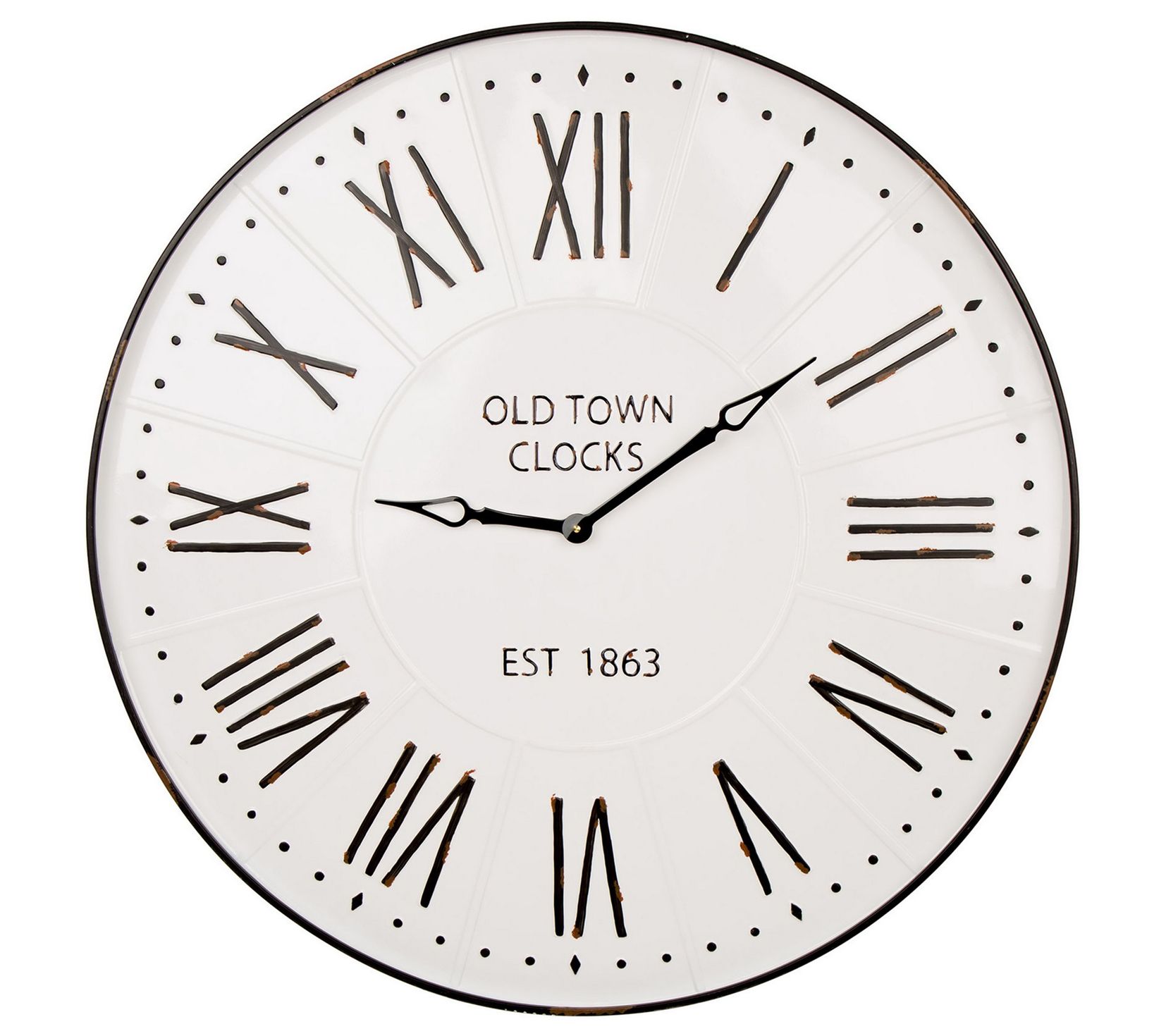 Glitzhome Old Town Clocks Farmhouse Enamel WallClock - QVC.com