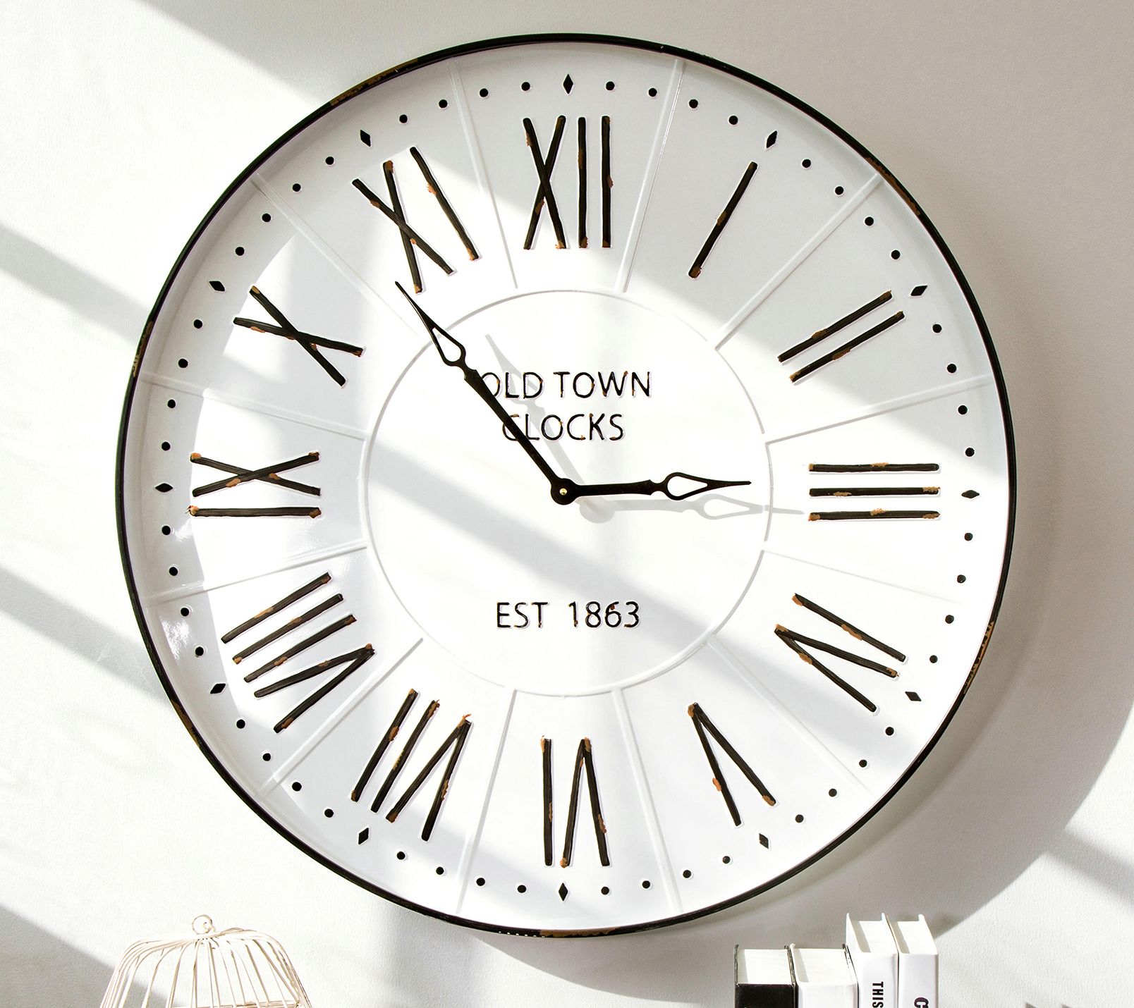 Glitzhome Old Town Clocks Farmhouse Enamel WallClock - QVC.com