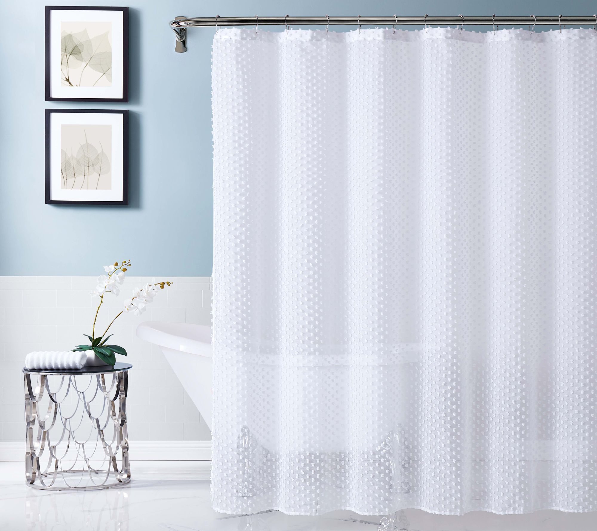 Dainty Home Valeria Faux Linen 3D Puff Shower Curtain - QVC.com