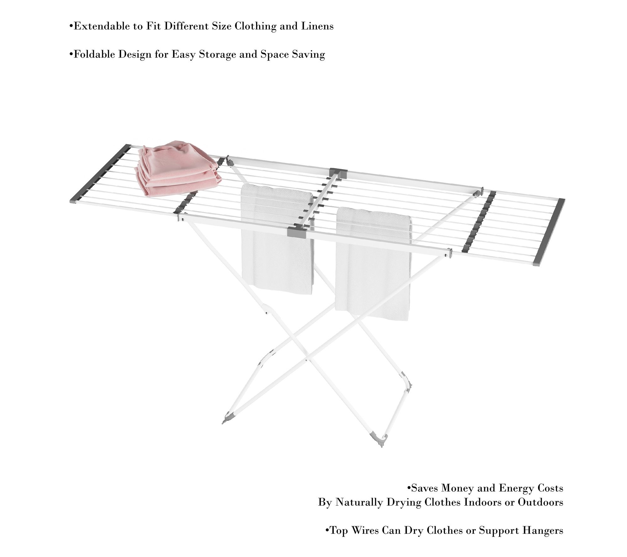Lavish Home Extendable XFrame Clothes Drying and Folding Rac