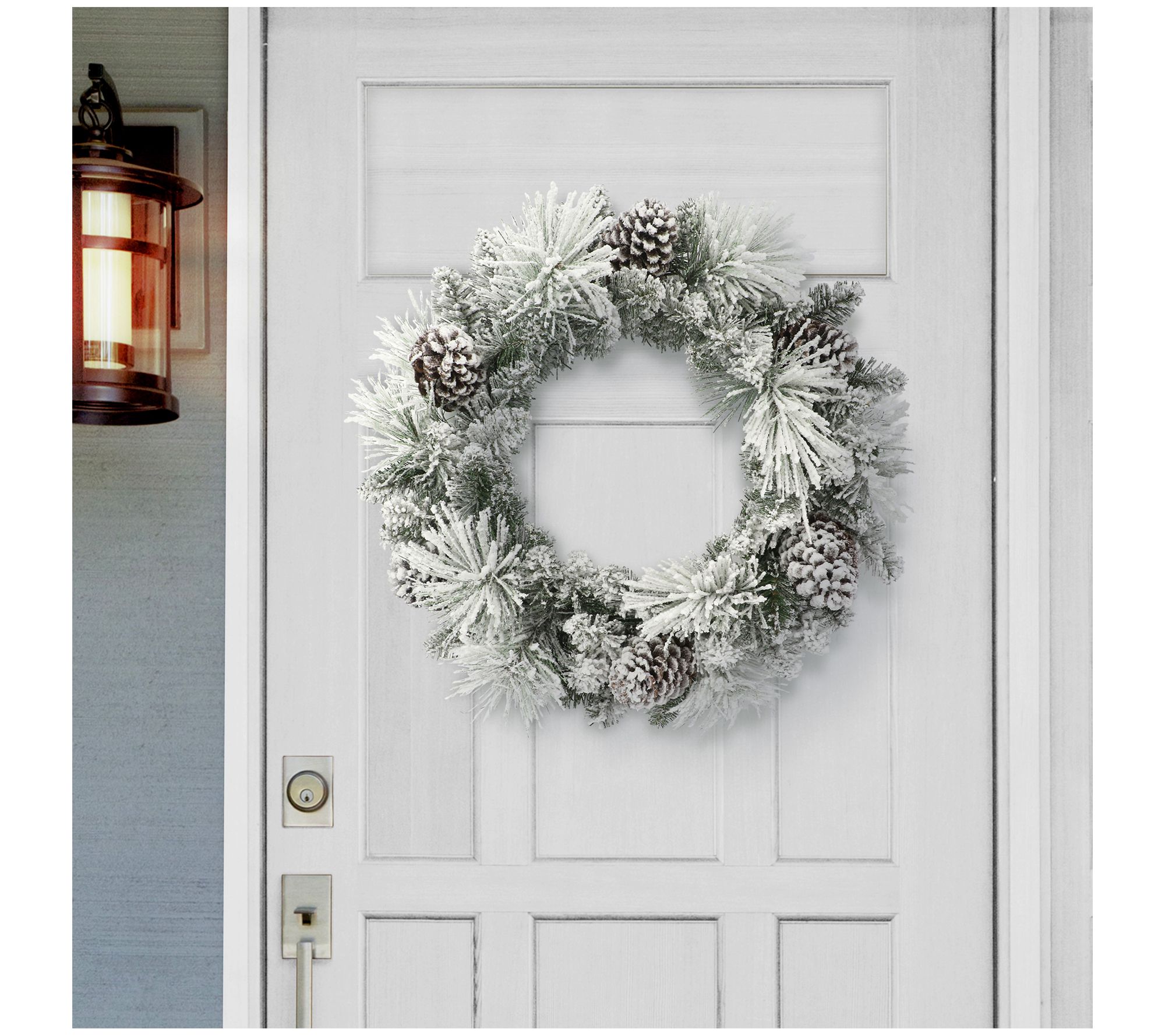 Puleo 24" Flocked Berkshire Spruce Wreath, PineCones