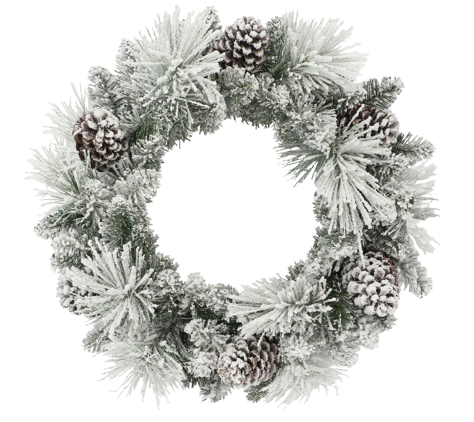 Puleo 24" Flocked Berkshire Spruce Wreath, PineCones