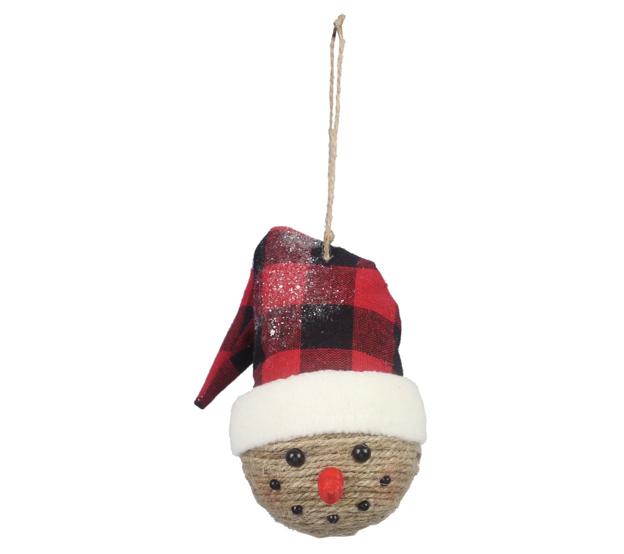 Young''s s/4 Fabric Snowman Head Ornaments in PVC Box