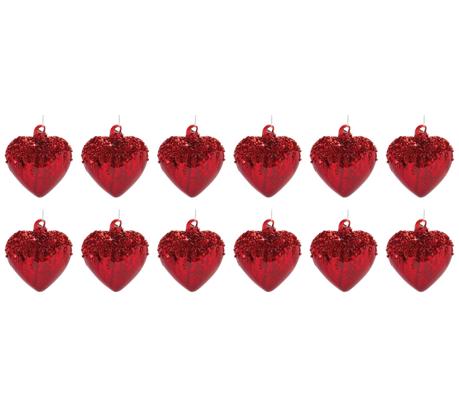 Melrose Sequined Glass Heart Ornament (Set of 4) - QVC.com