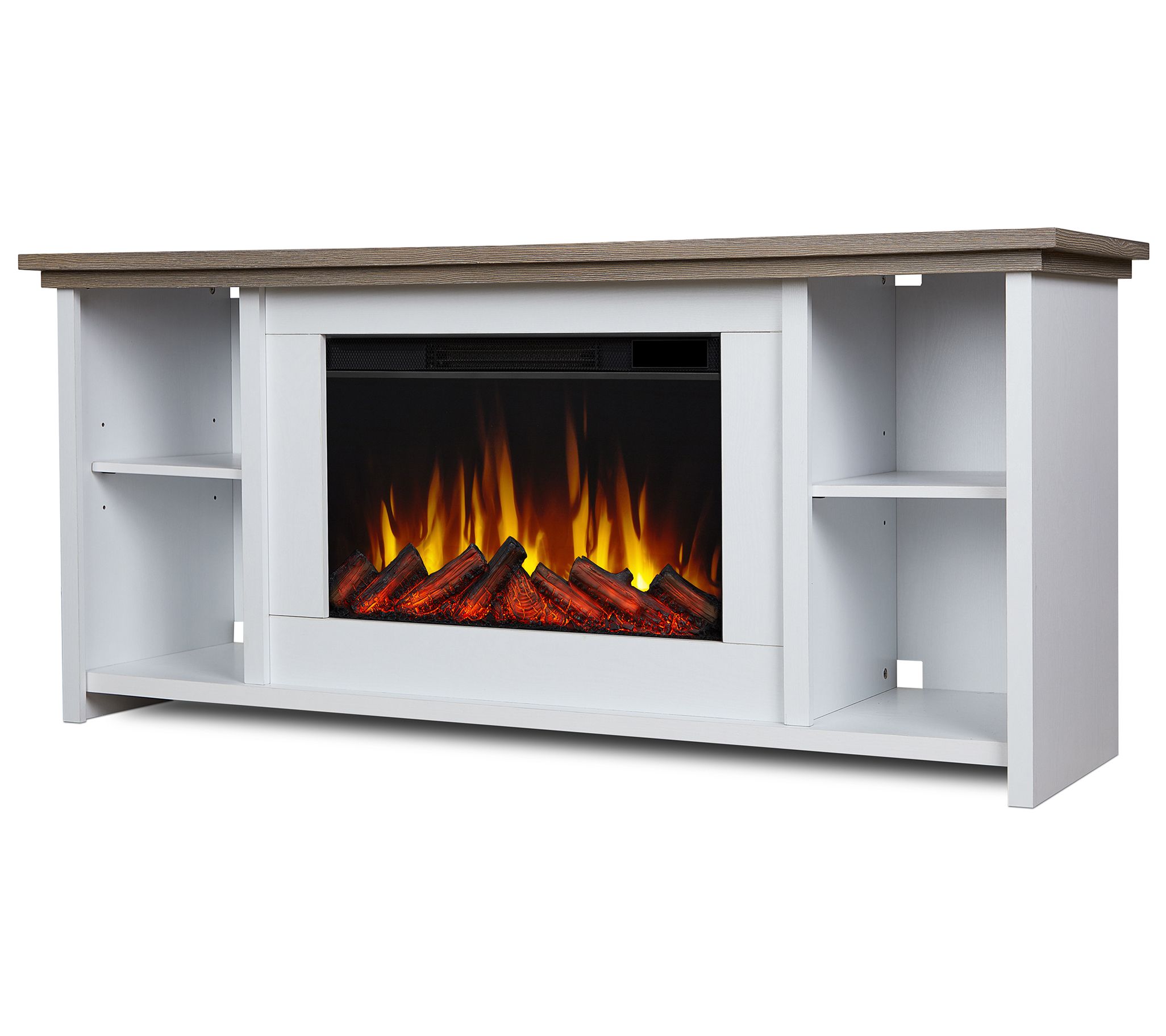 Real Flame Tram ore 62" Slim El ectric Fireplac e TV Stand