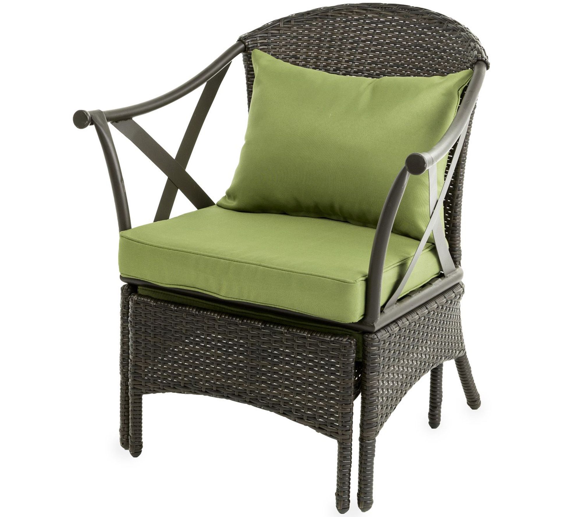 Evergreen Wicker Patio Furniture Set with LightGreen Cushions - QVC.com