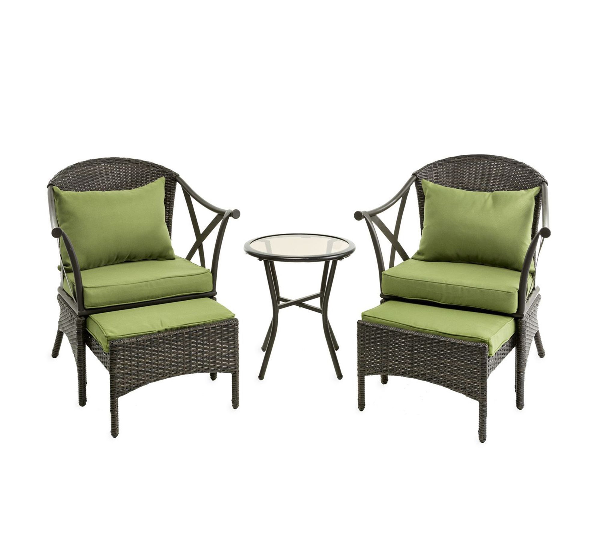 Evergreen Wicker Patio Furniture Set with LightGreen Cushions