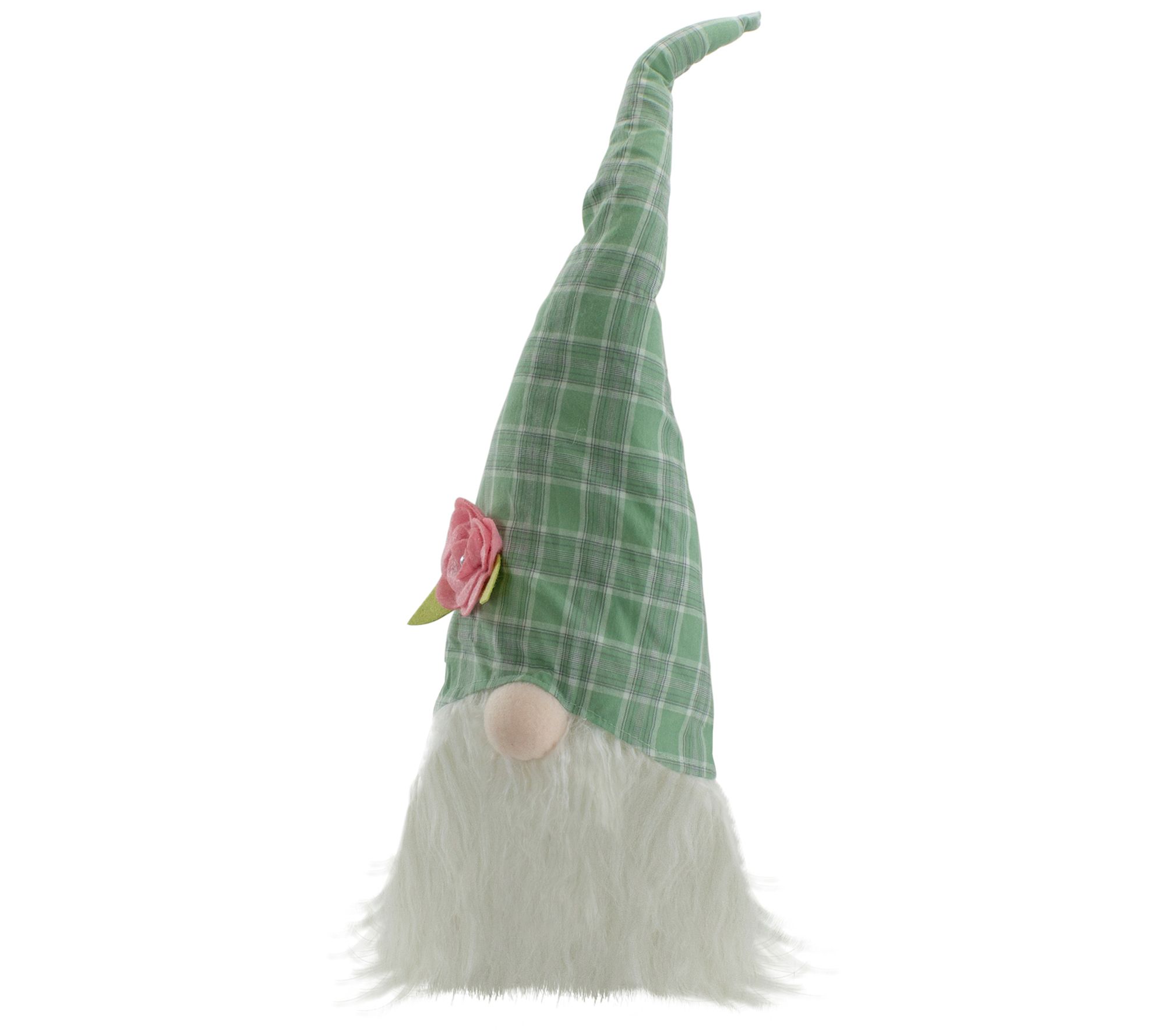 Northlight Green & White Plaid Spring Easter Gn ome Head Decor - QVC.com