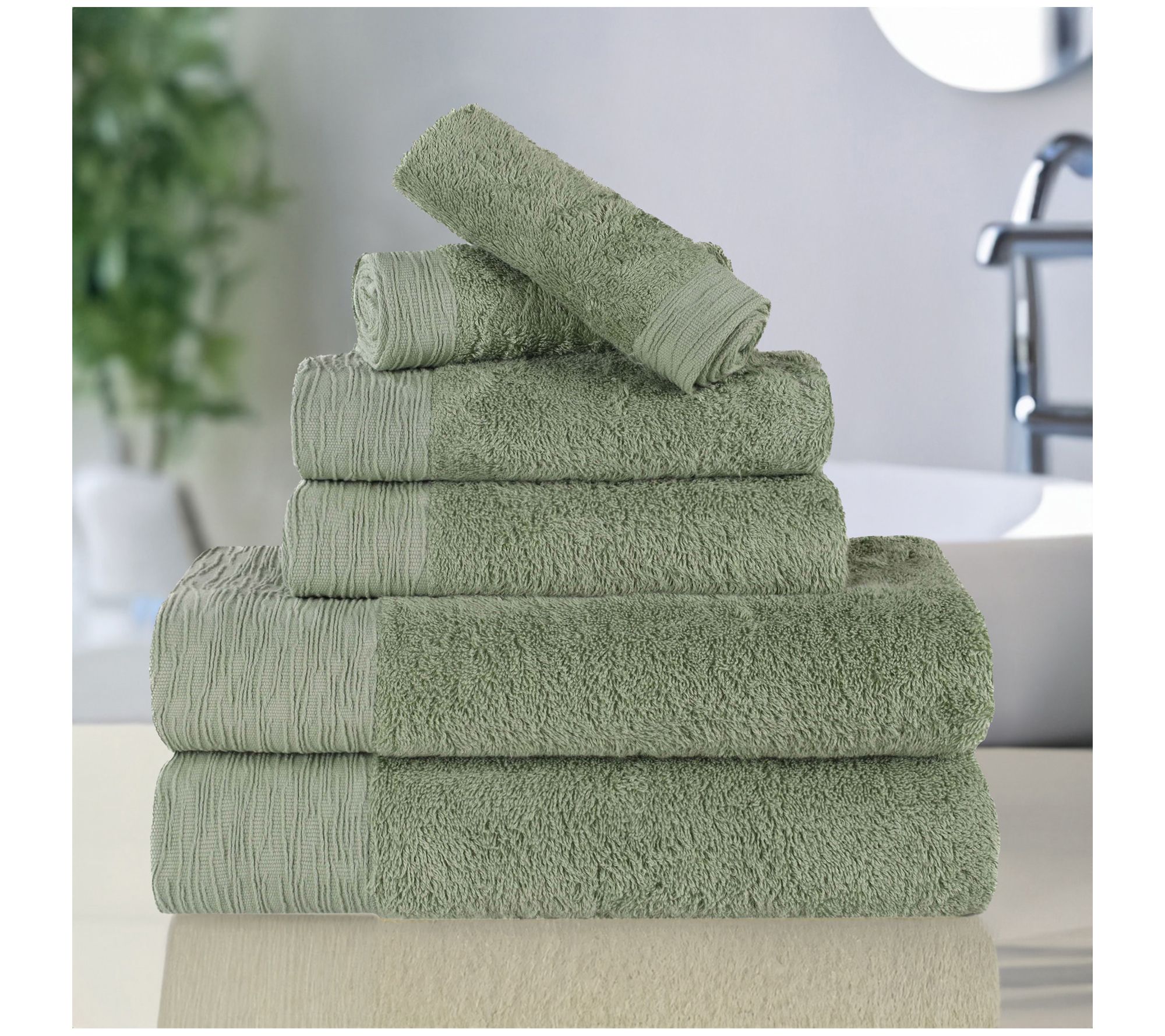 Superior Rayon made from Bamboo Solid 6-Piece Towel Set
