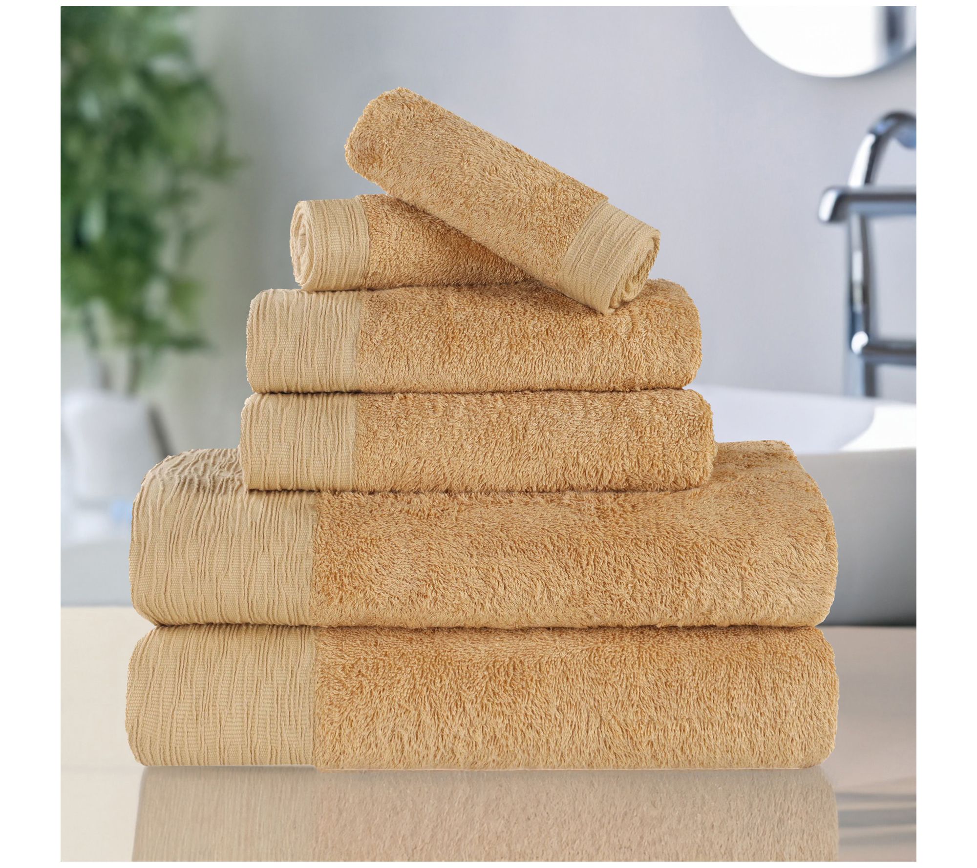 Superior Rayon made from Bamboo Solid 6-Piece Towel Set