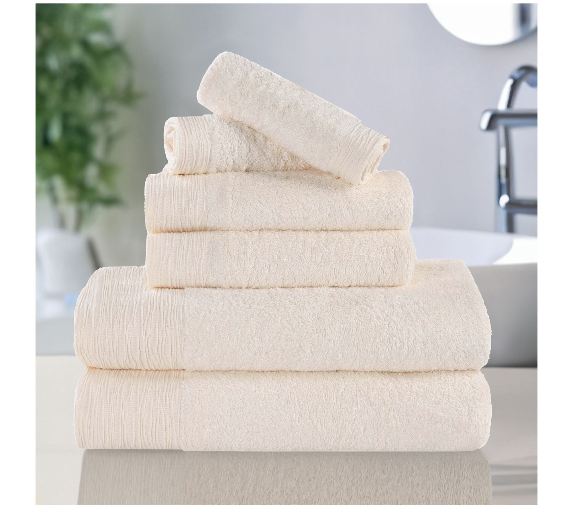 Superior Rayon made from Bamboo Solid 6-Piece Towel Set