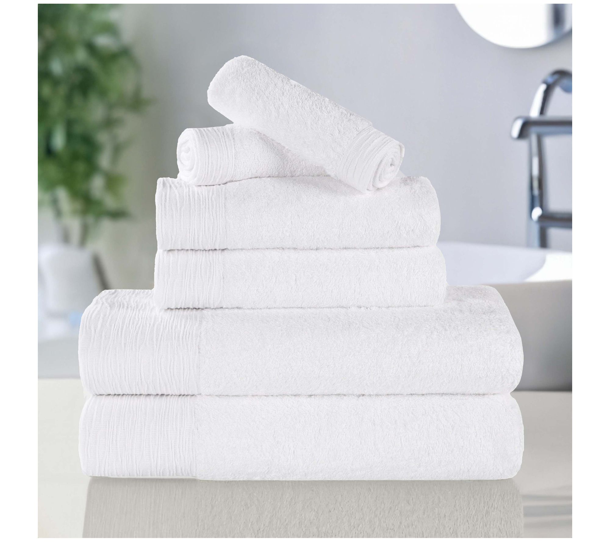 Superior Rayon made from Bamboo Solid 6-Piece Towel Set