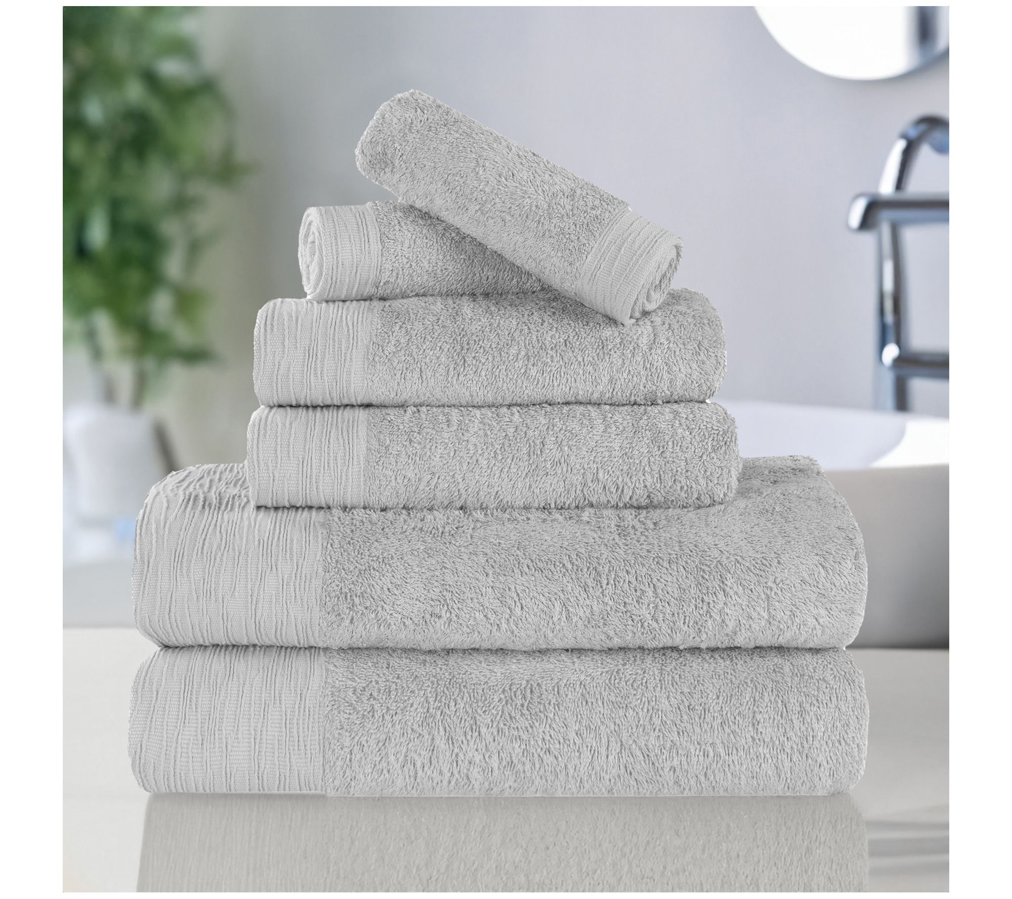 Superior Rayon made from Bamboo Solid 6-Piece Towel Set