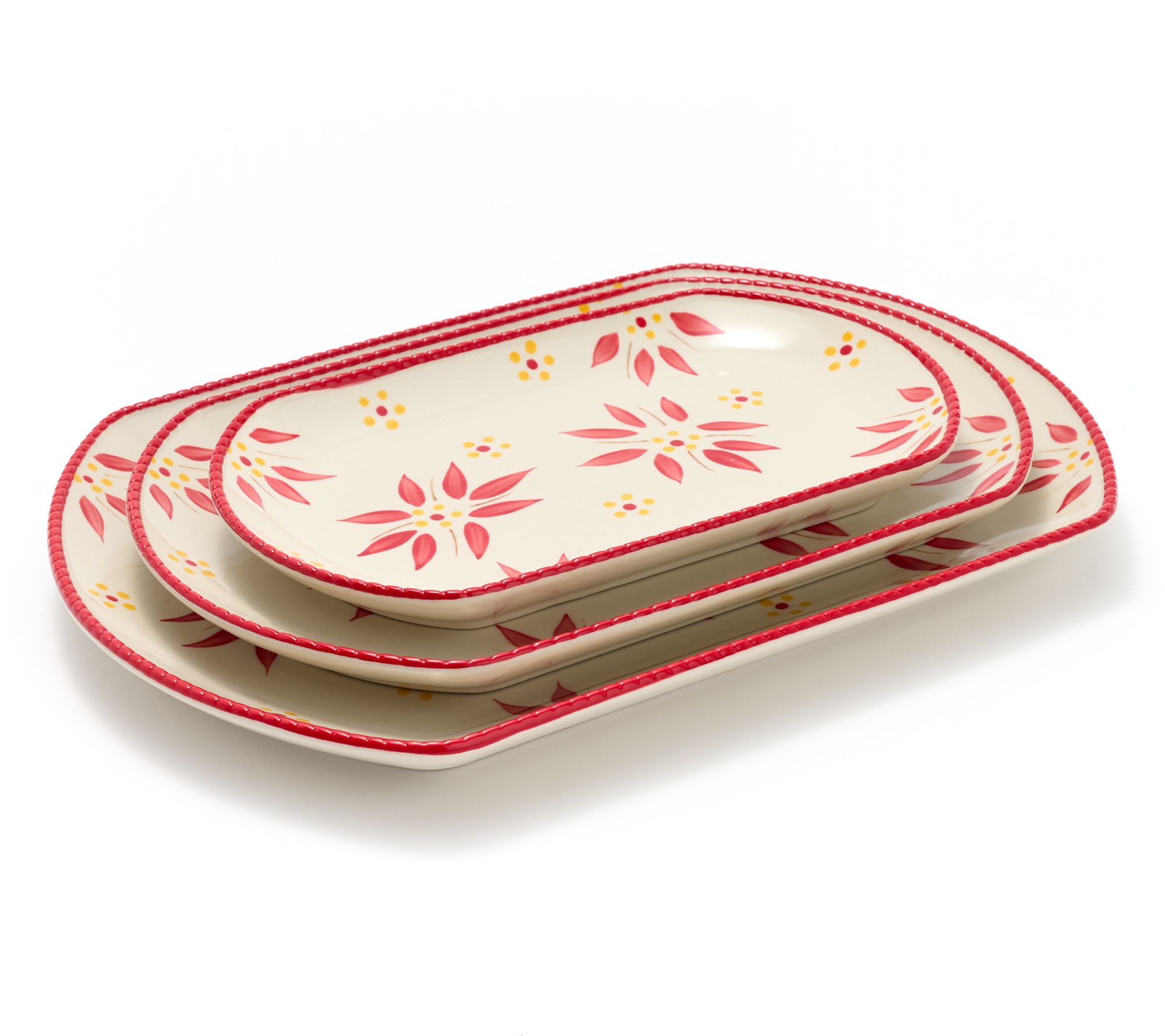 Temptations Set of 3 Stoneware Serving Trays