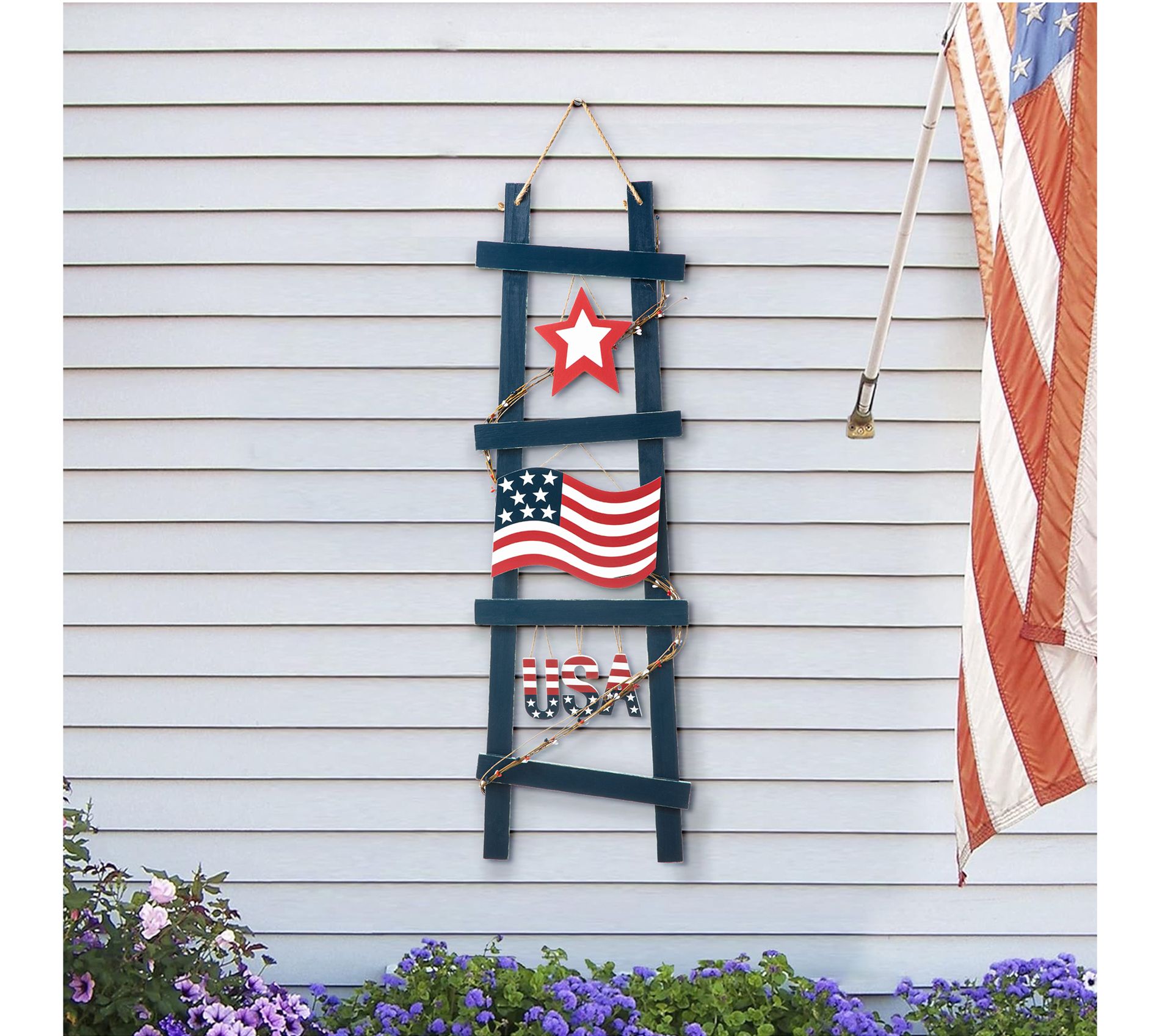 Glitzhome 36" Patriotic Americana Ladder ShapedUSA Porch Sig