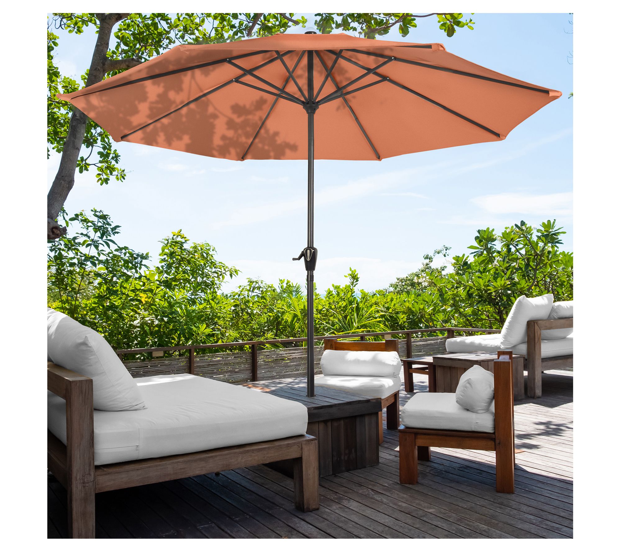 Pure Garden 9' Easy Crank Patio Umbrella Vented  Canopy