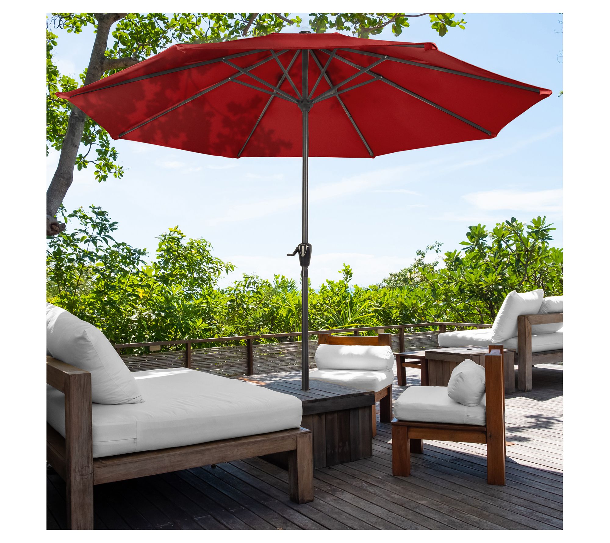 Pure Garden 9' Easy Crank Patio Umbrella Vented  Canopy