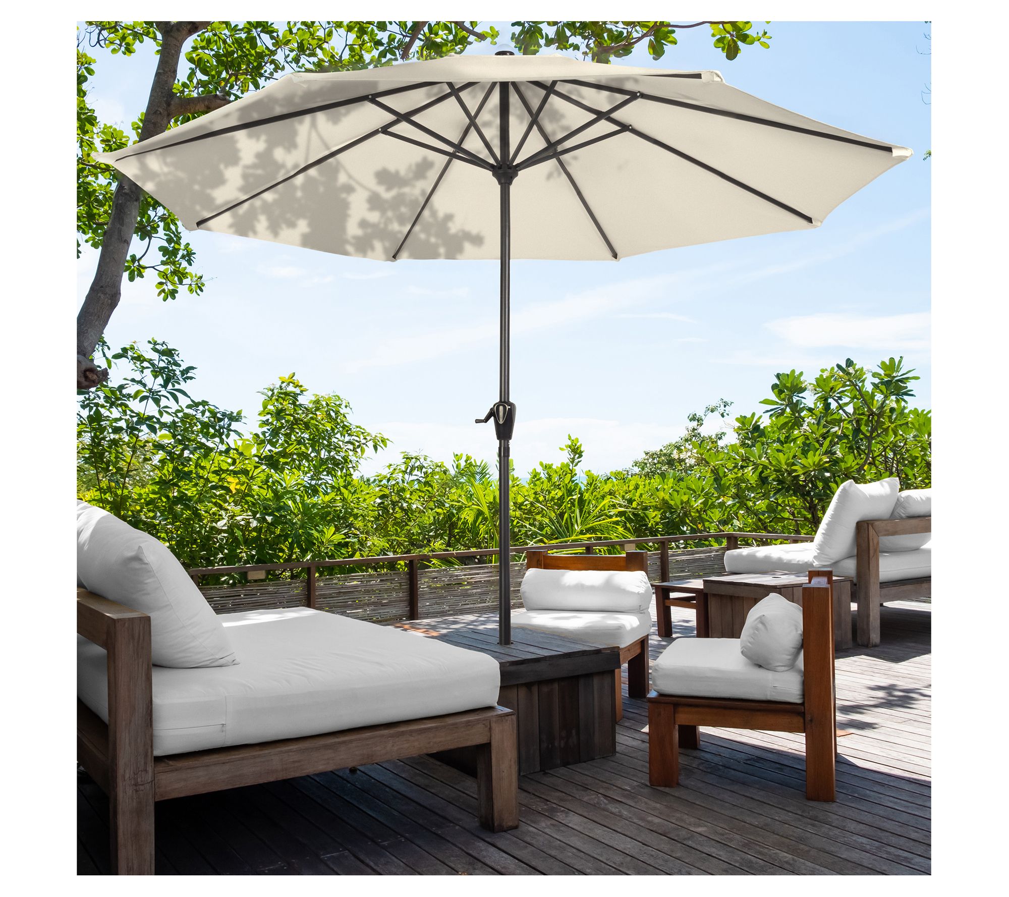 Pure Garden 9' Easy Crank Patio Umbrella Vented  Canopy
