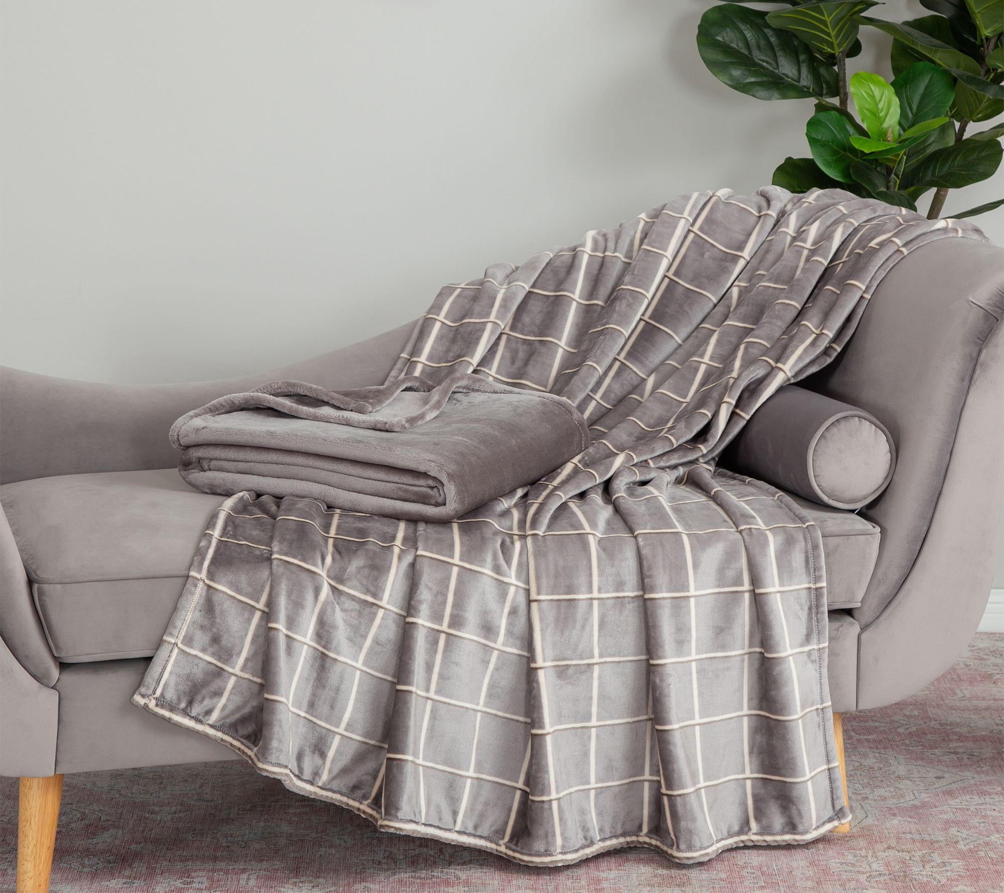 Berkshire 2pk Shiny Velvetsoft Windowpane 60x70 Throws